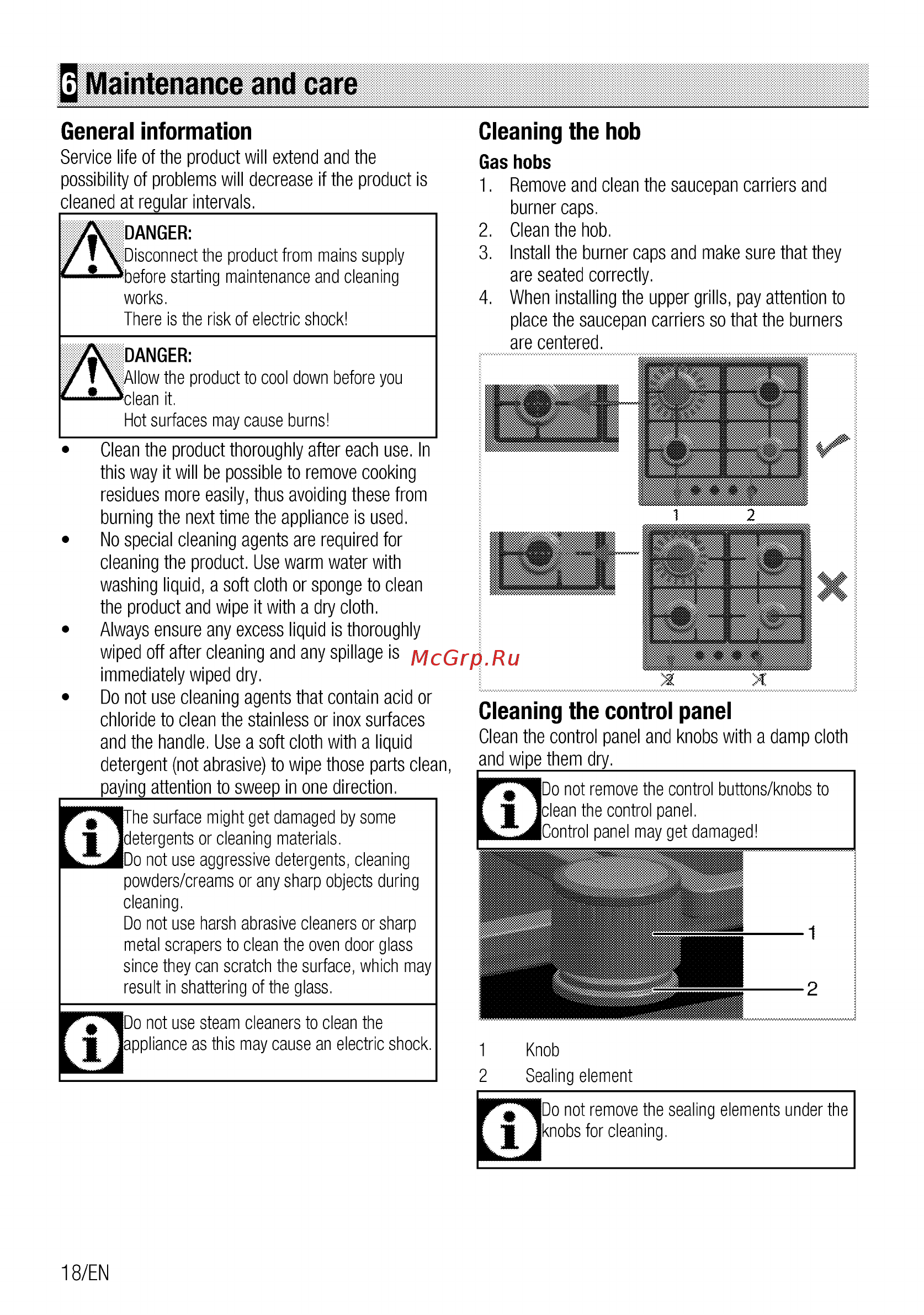 Beko HIAG64223W [18/44] Maintenance and care