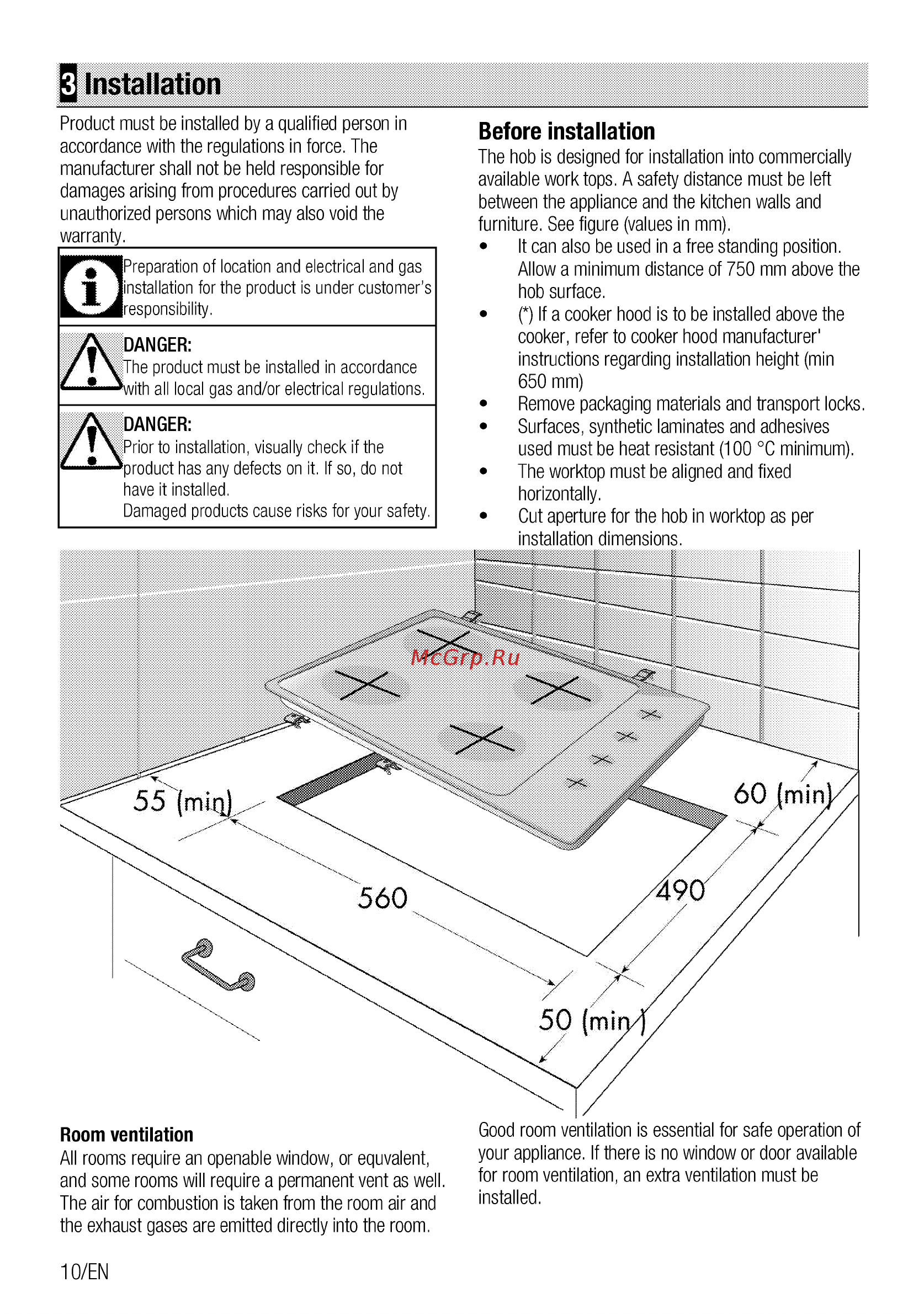 Beko HIZG64126AR [10/40] Installation
