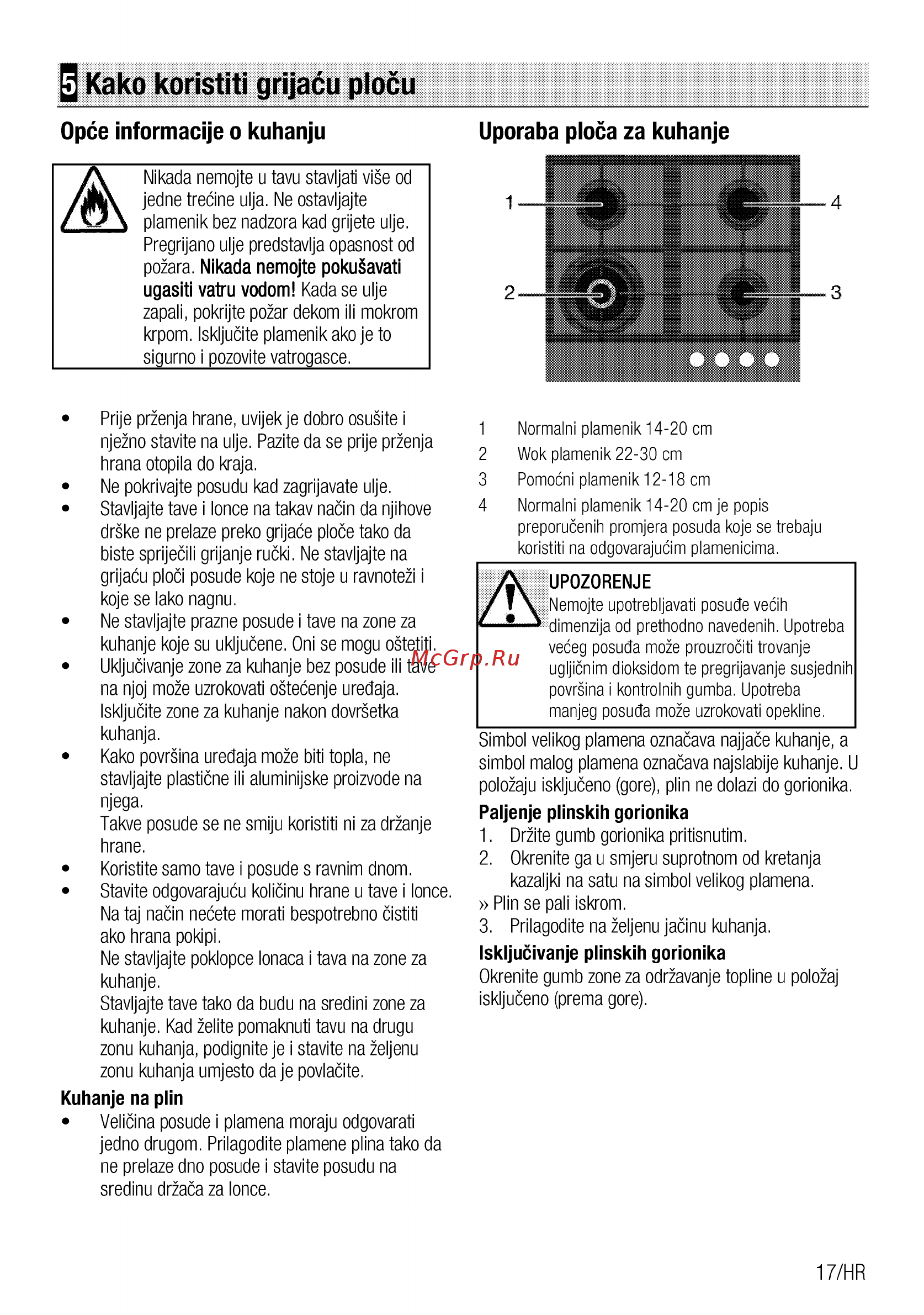 Beko HIAW64223SX [61/88] Kako koristiti grijacu plocu