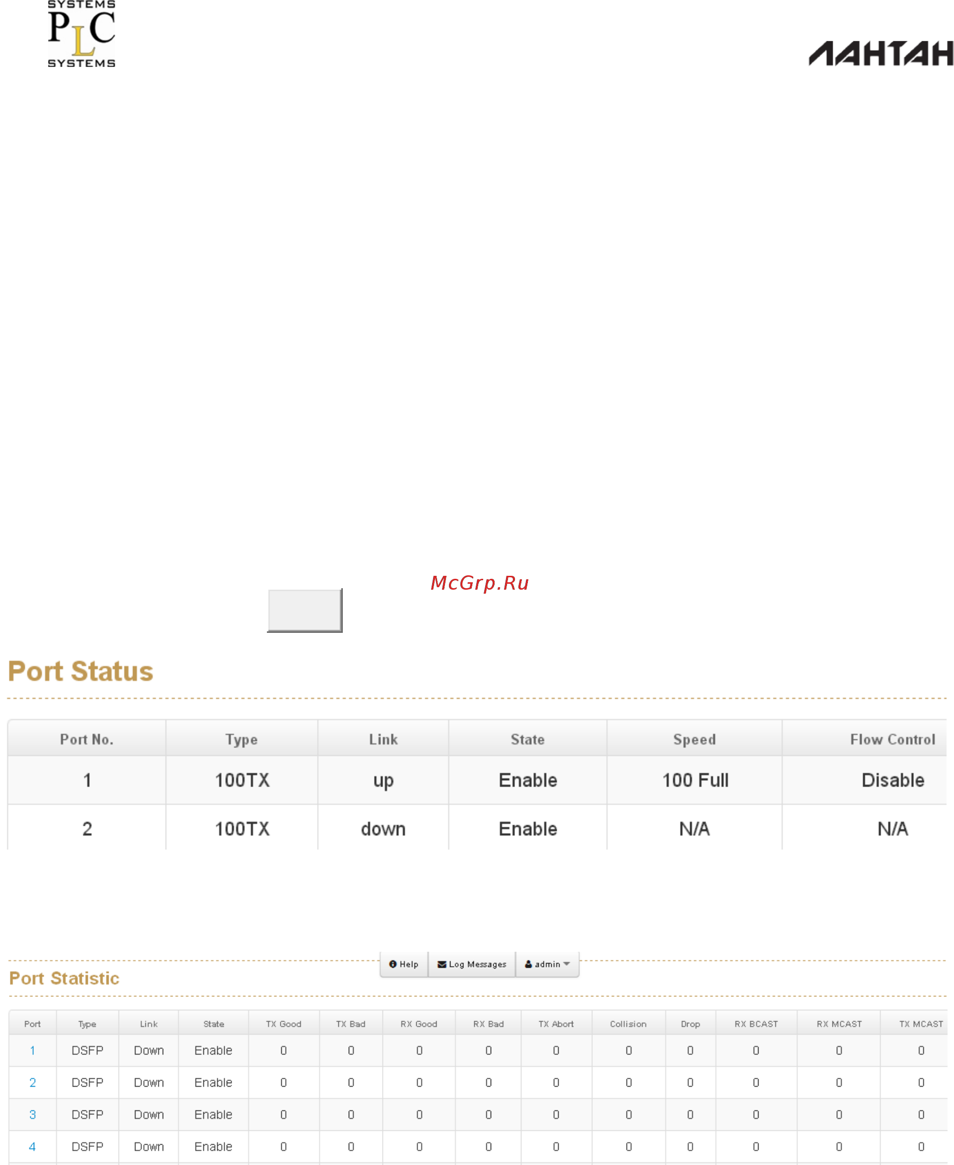 Лантан SDP-5416-G-DS-PoE af/at [49/104] Состояние порта port status