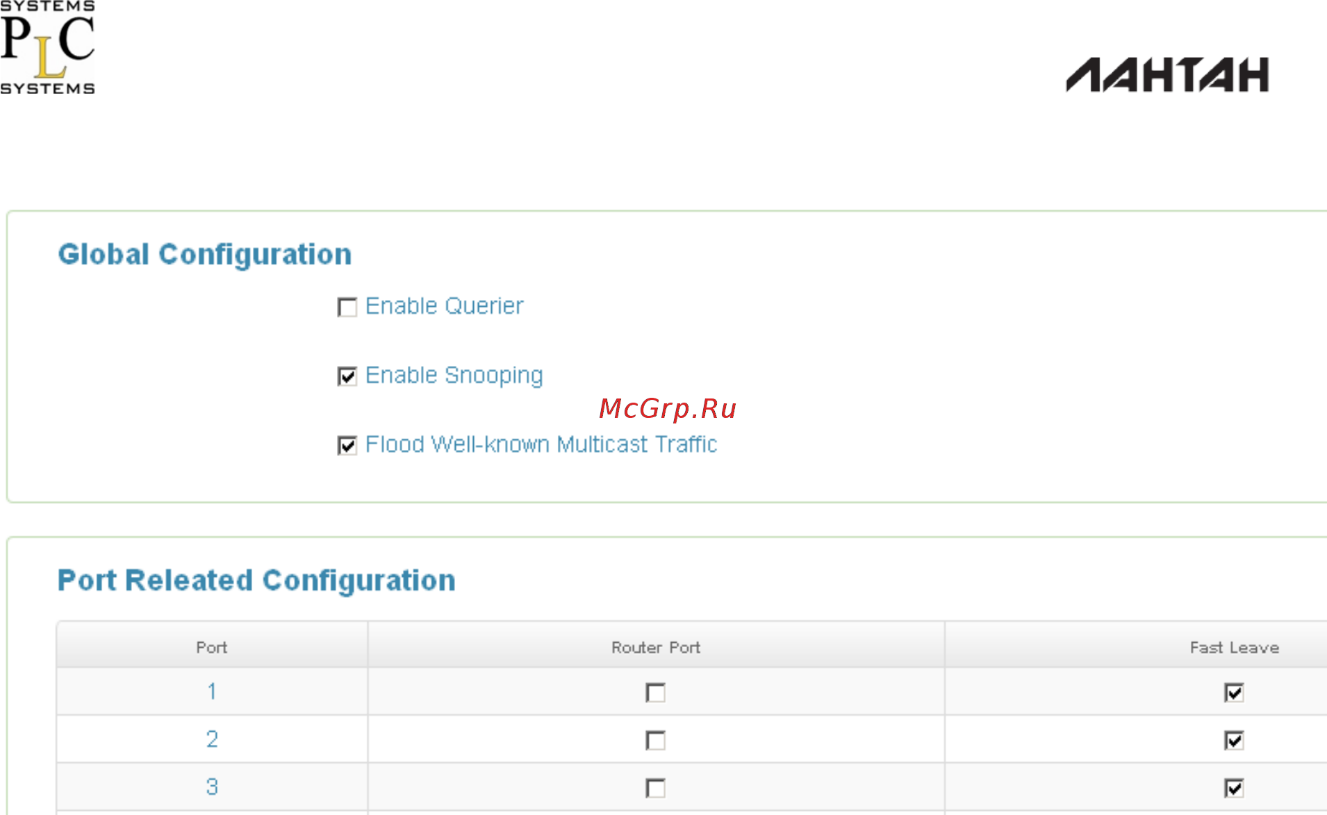 Лантан SDP-5416-G-DS-PoE af/at [73/104] Настройка igmp snooping