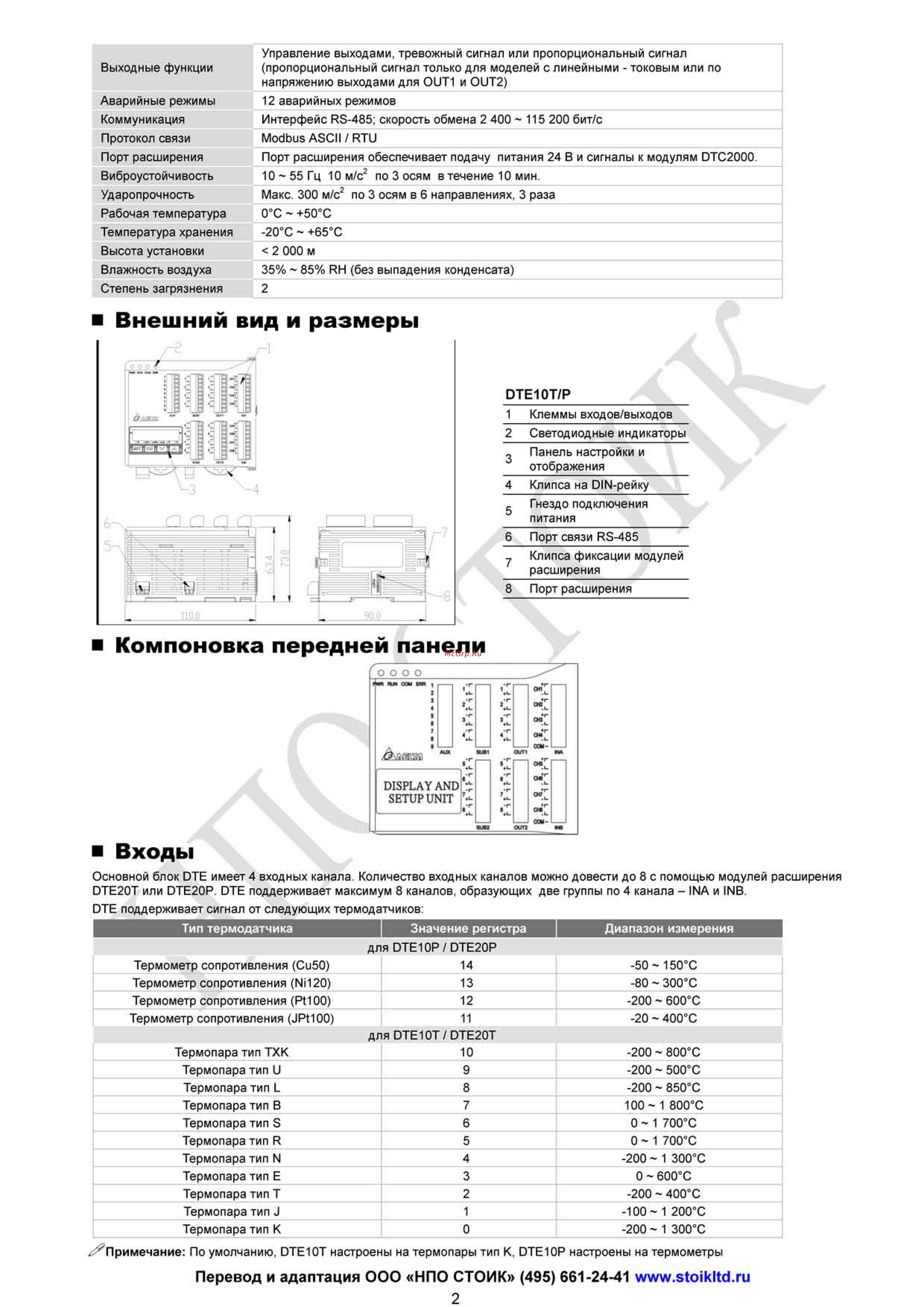 Delta Electronics DTE20C [2/15] Внешний вид и размеры