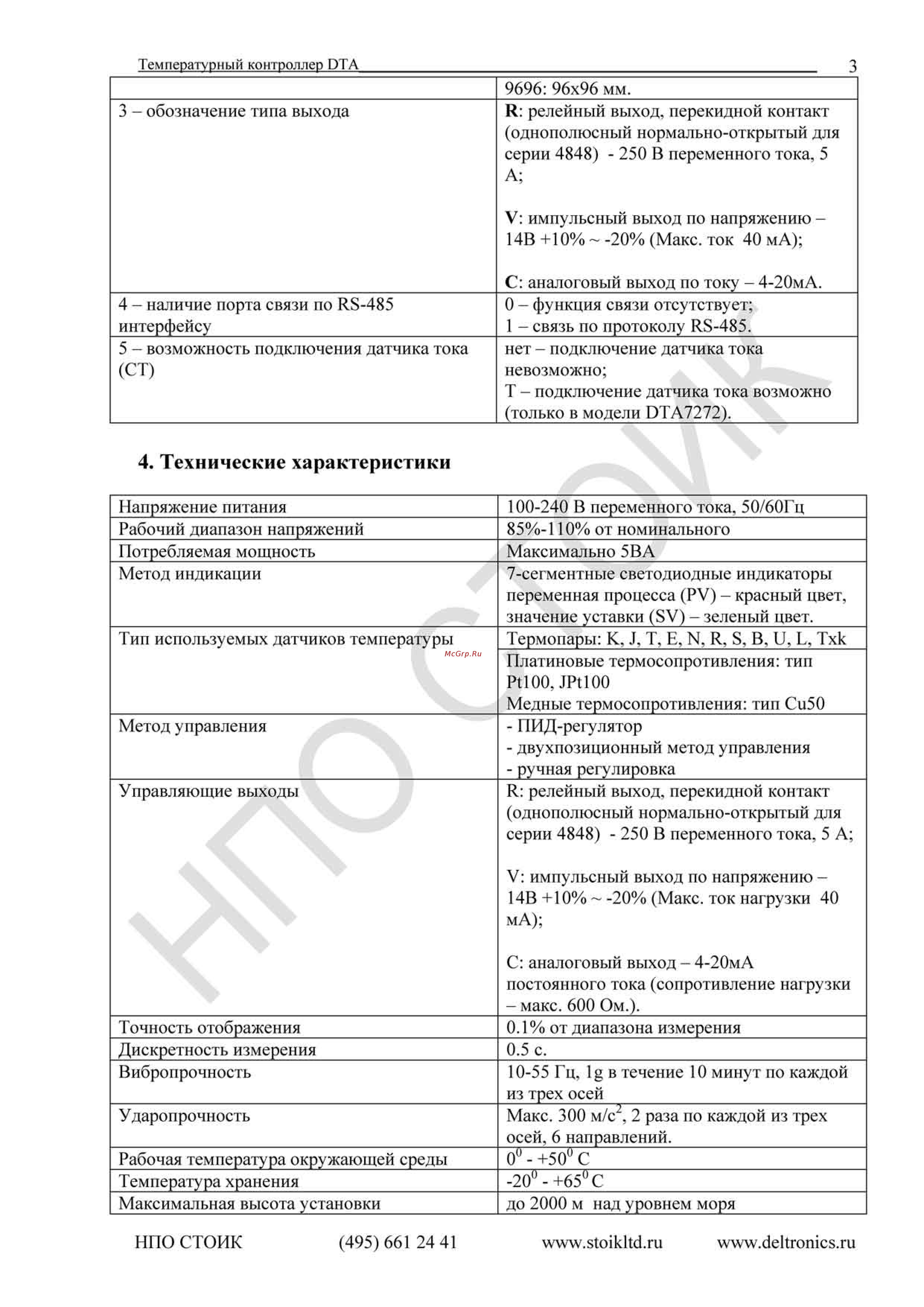 Delta Electronics DTA4848V0 [3/19] Технические характеристики