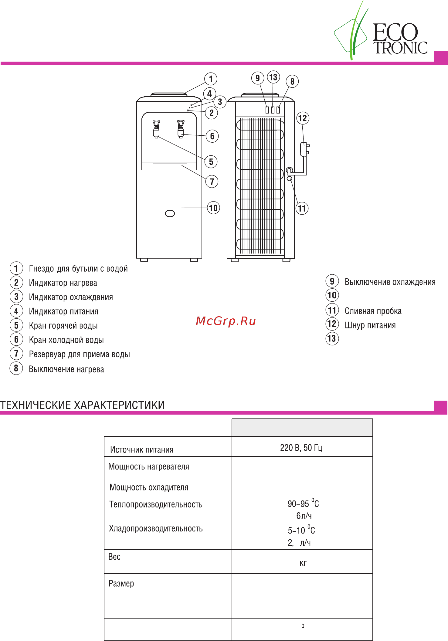 Ecotronic H5-LF [2/4] Схема аппарата и его описание