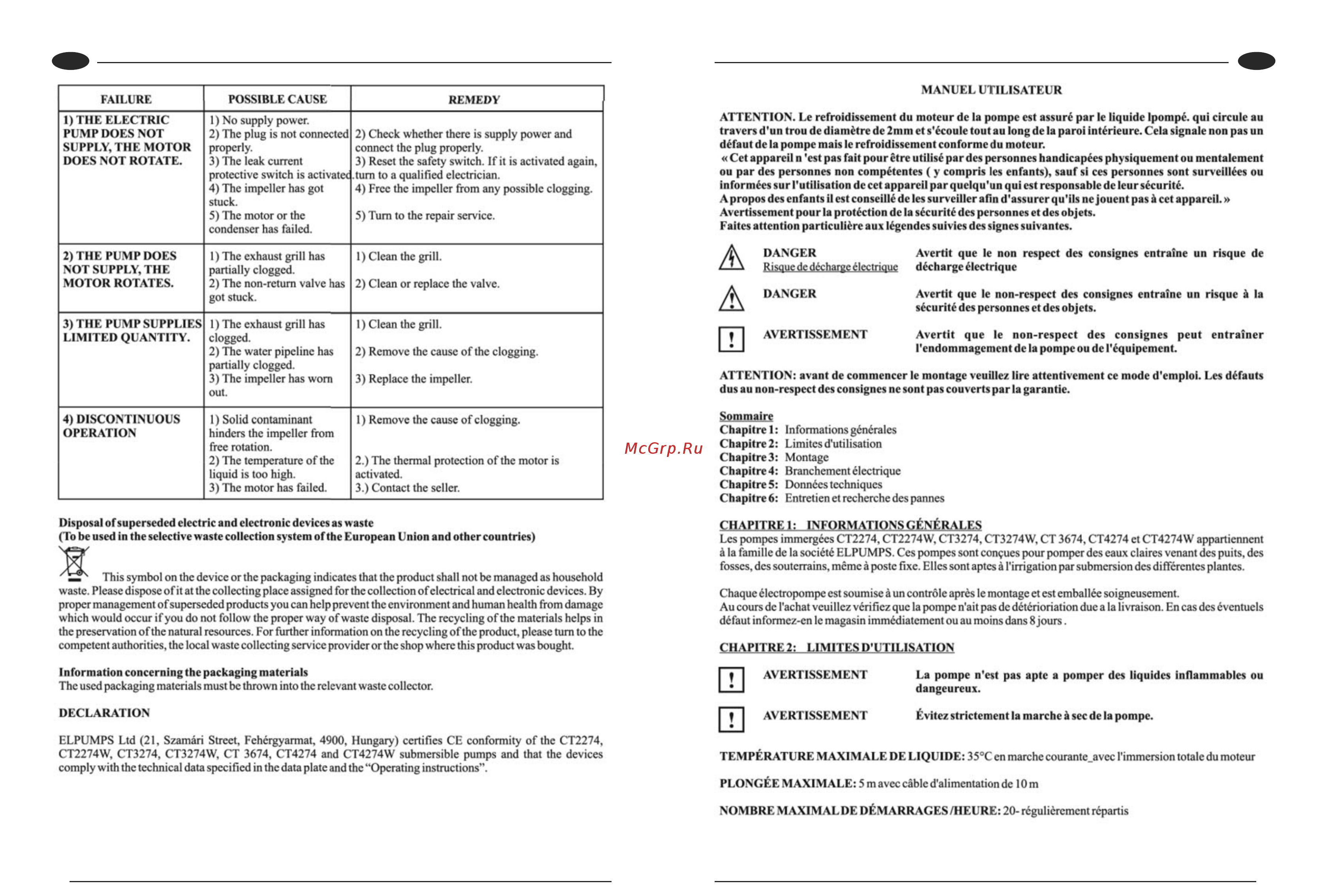 Elpumps CT2274W Руководство по эксплуатации онлайн [13/47] 398232