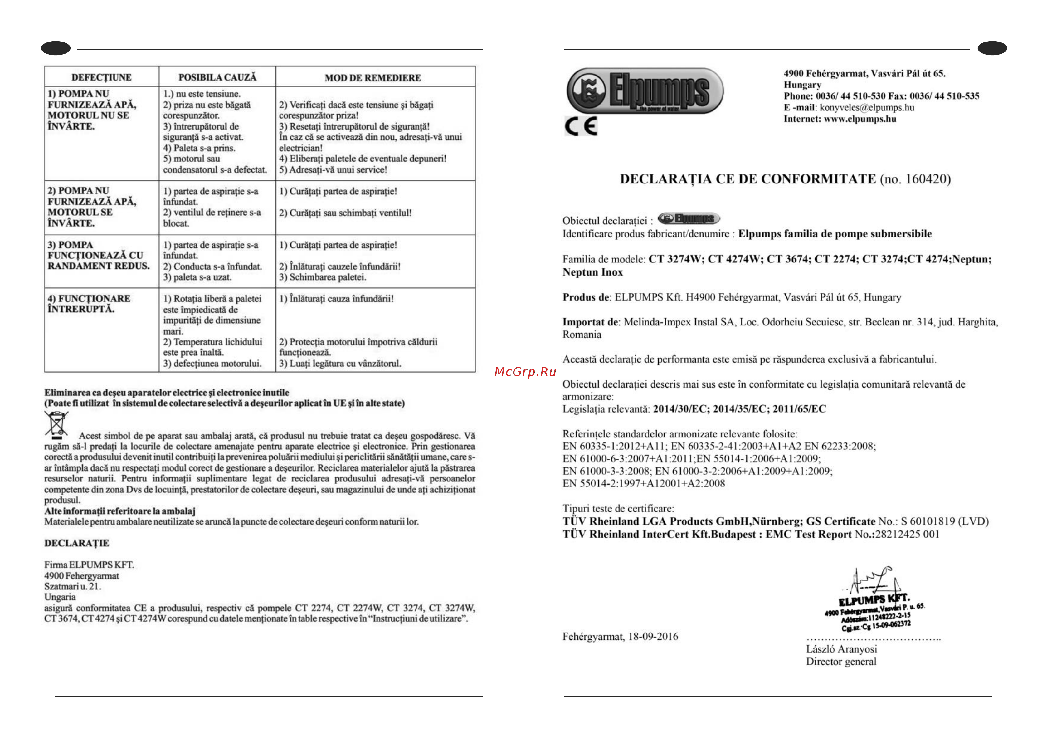 Elpumps CT2274W Руководство по эксплуатации онлайн [18/47] 398232