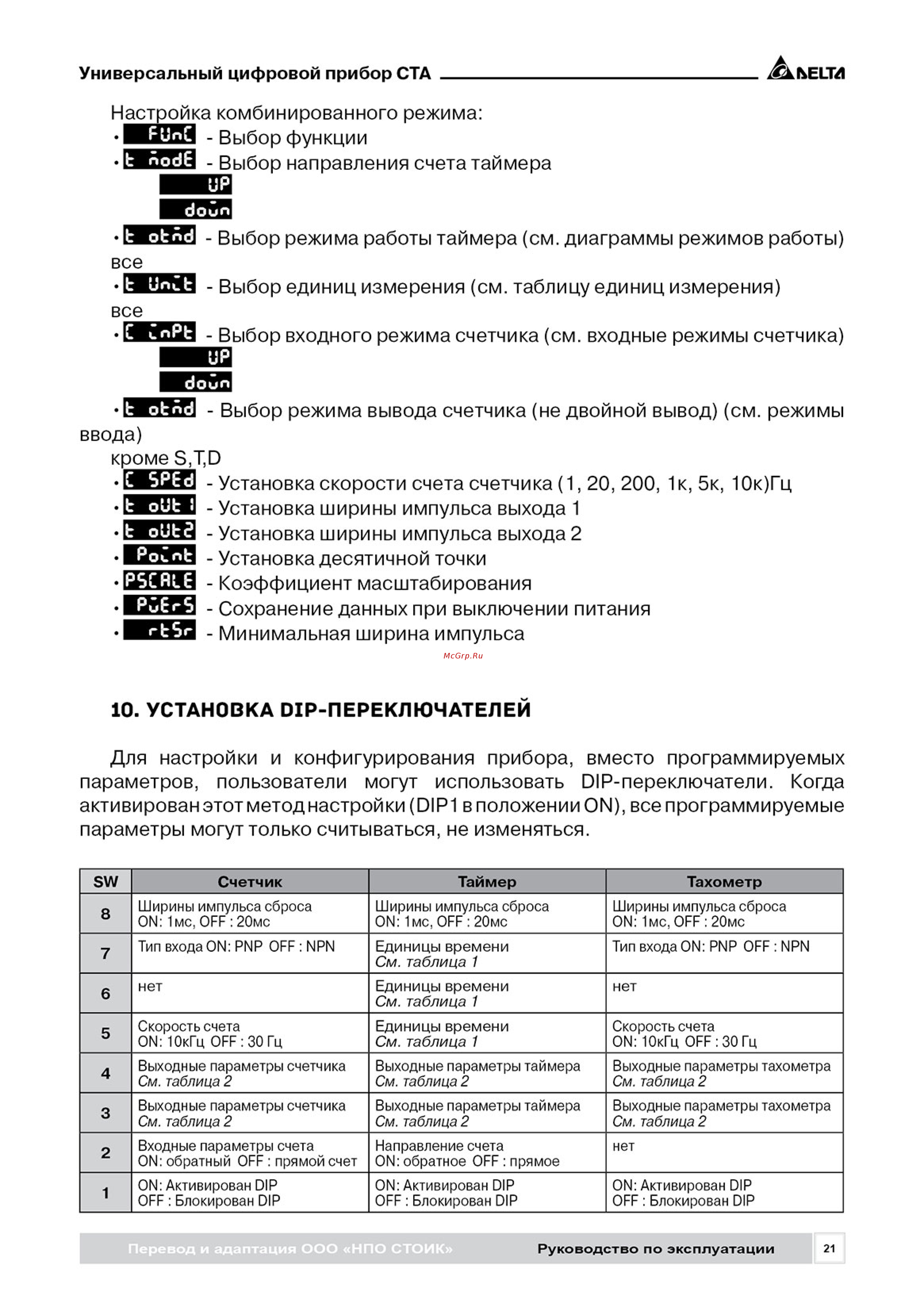 Delta Electronics CTA4001D [21/24] Настройка комбинированного режима