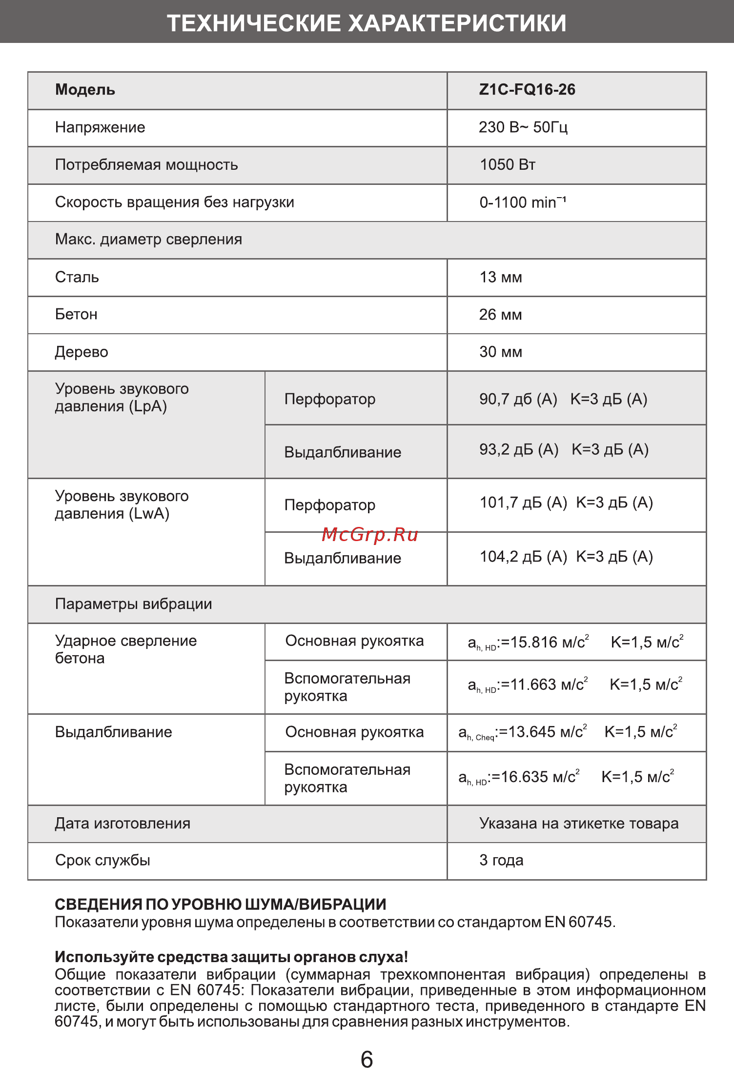 DORN DH-1050 [6/11] Технические характеристики