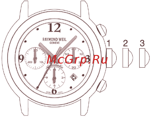 Raymond Weil 2239-STC-00659 [31/68] Ровки даты и установки времени слегка нажмите на коронку