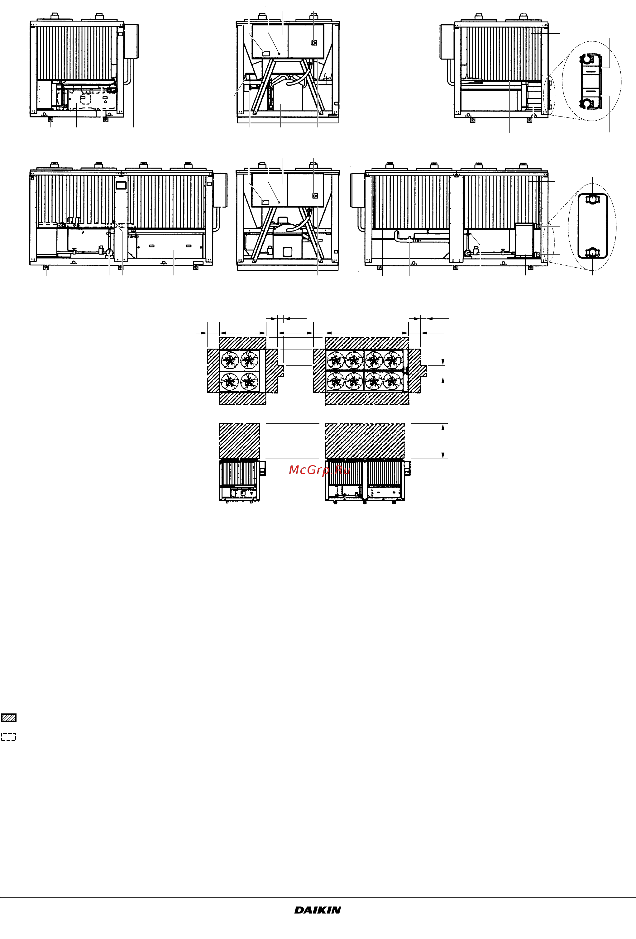 Daikin EUWA(*)60MZSDY1 [3/24] Чиллеры с воздушным охлаждением семейства euwa выпускаются в 7 стандартных типоразмерах