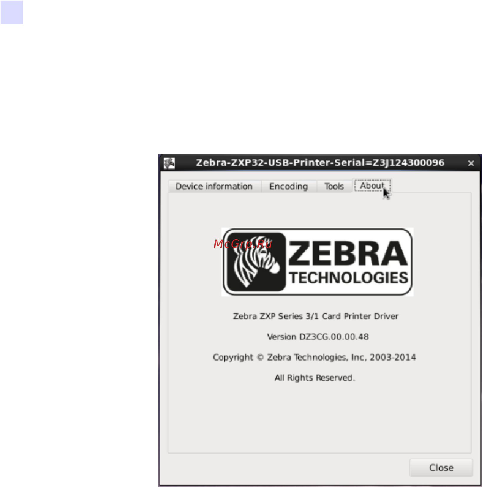 Zebra ZXP 1 [22/40] Printer properties test print card