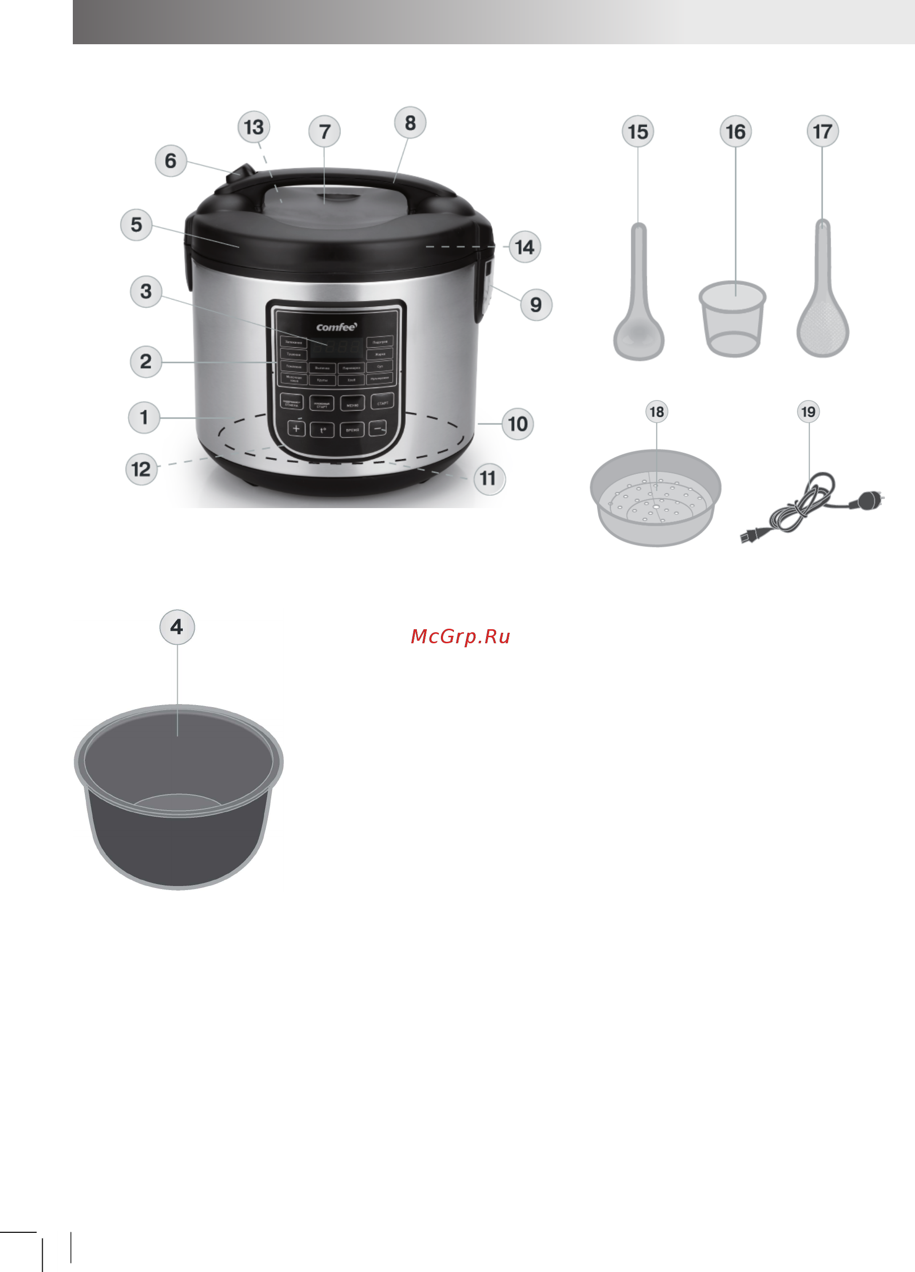 Comfee CF-MC9501 [5/12] Устройство прибора