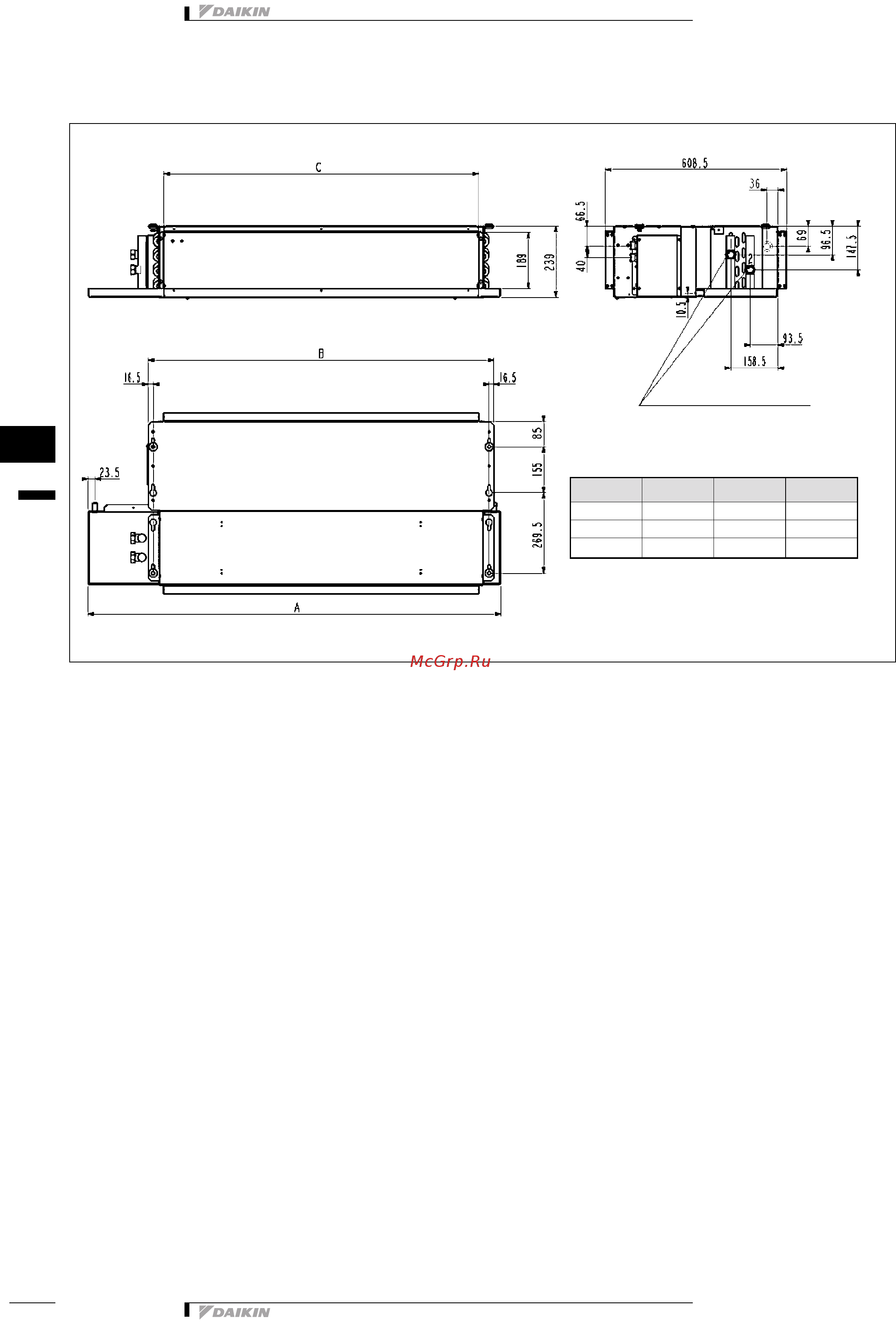 Daikin FWF04AT [101/167] Чертеж в масштабе и центр тяжести
