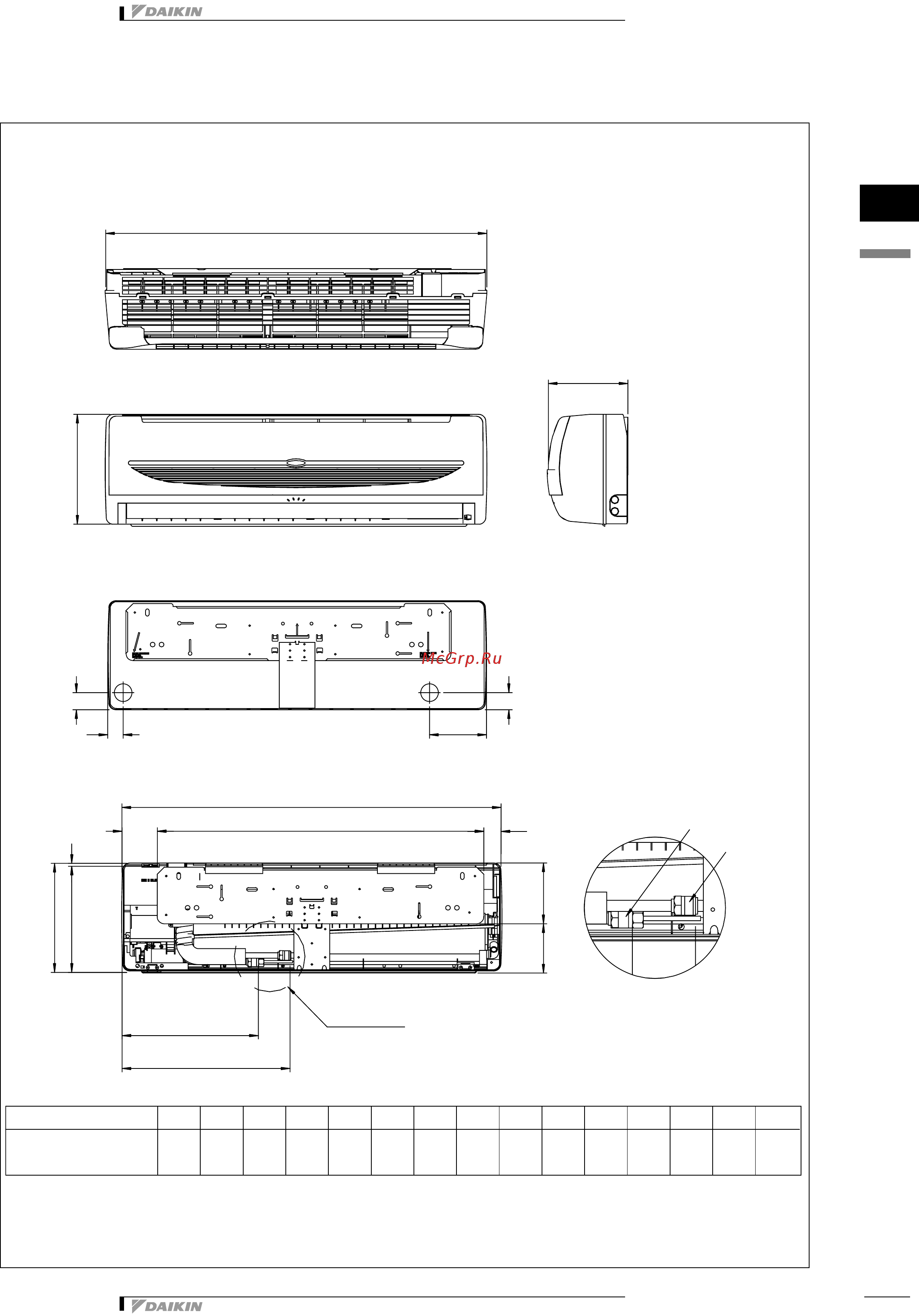 Daikin FWT06AT [15/21] Dimensional drawing centre of gravity