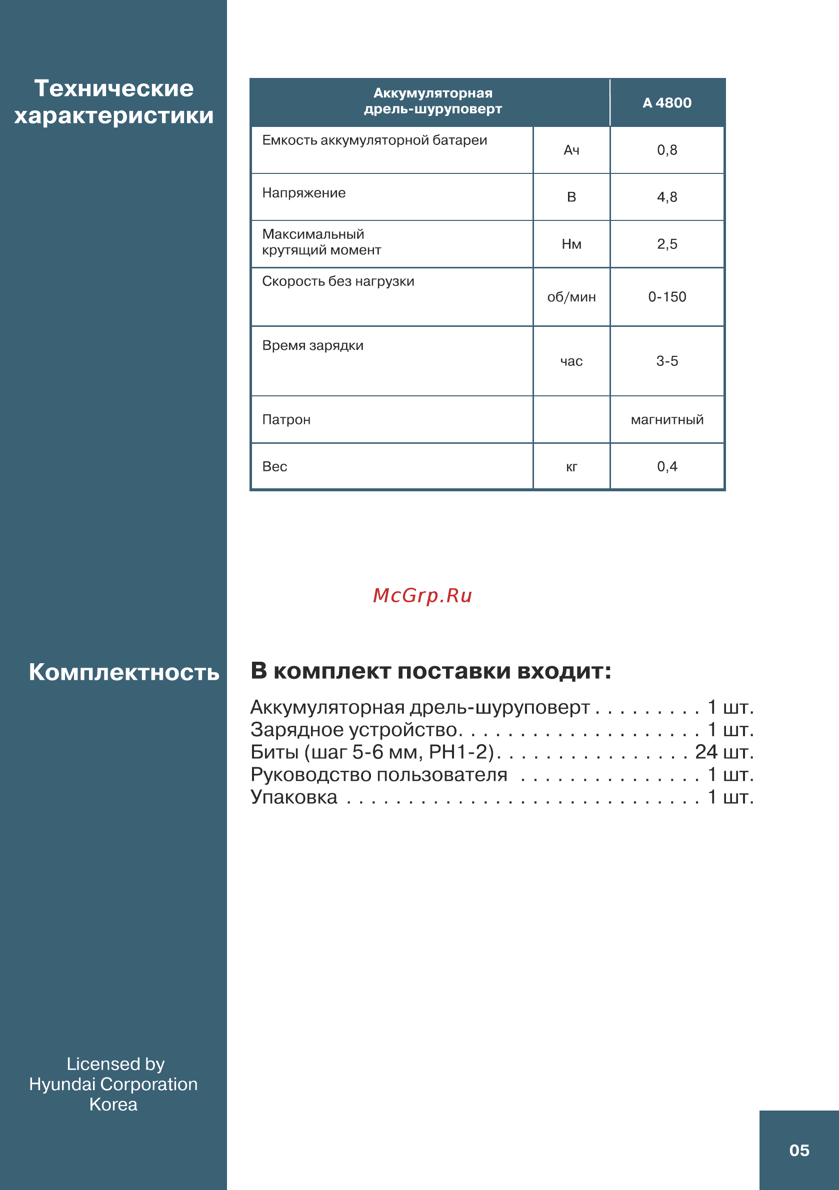 Hyundai A4800 Руководство пользователя онлайн [5/16] 404132