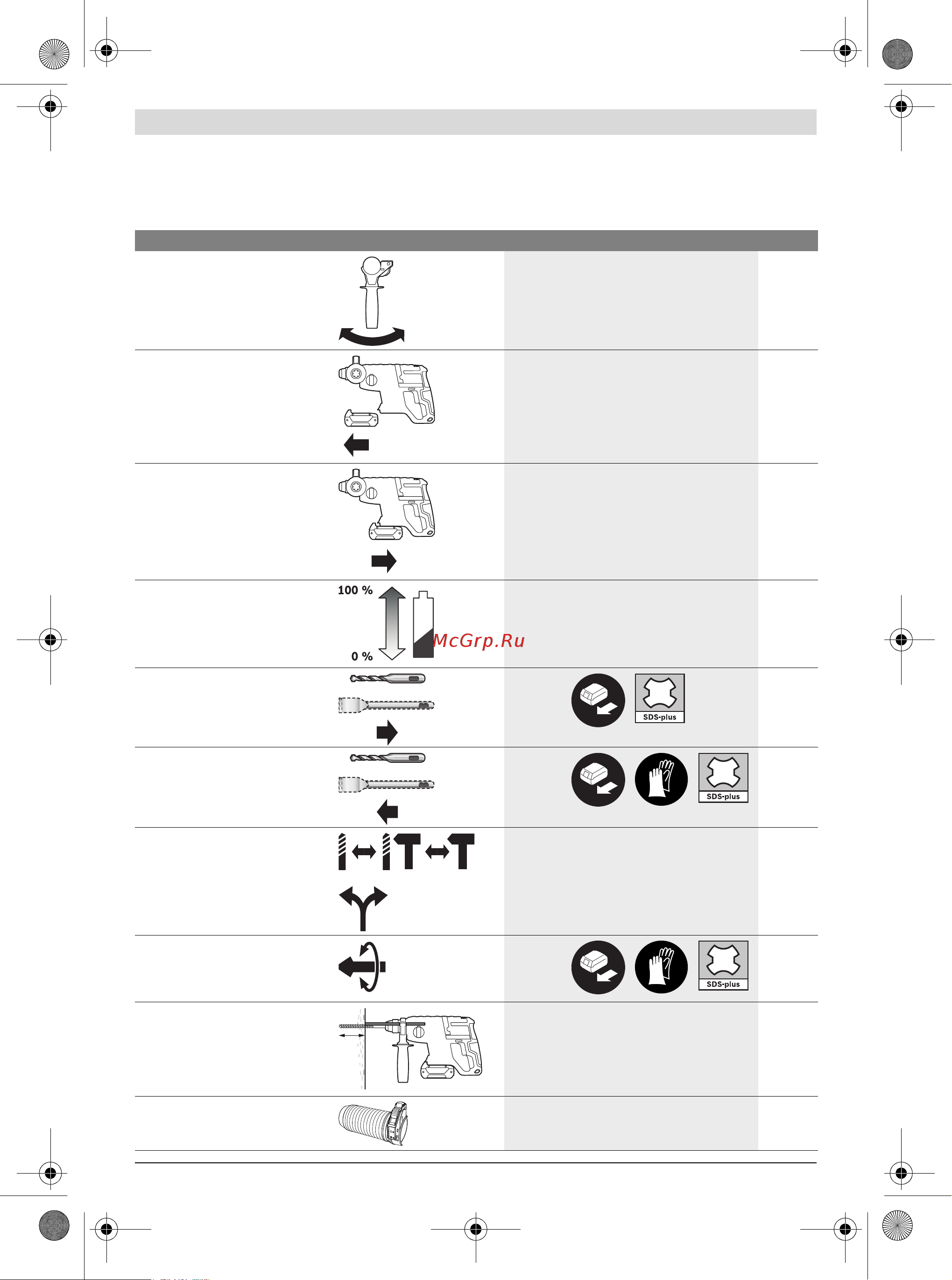 Bosch Перфоратор GBH 180-LI (0611911023) +Фонарь GLI 18V-300 (06014A1100) [13/199] Mounting and operation