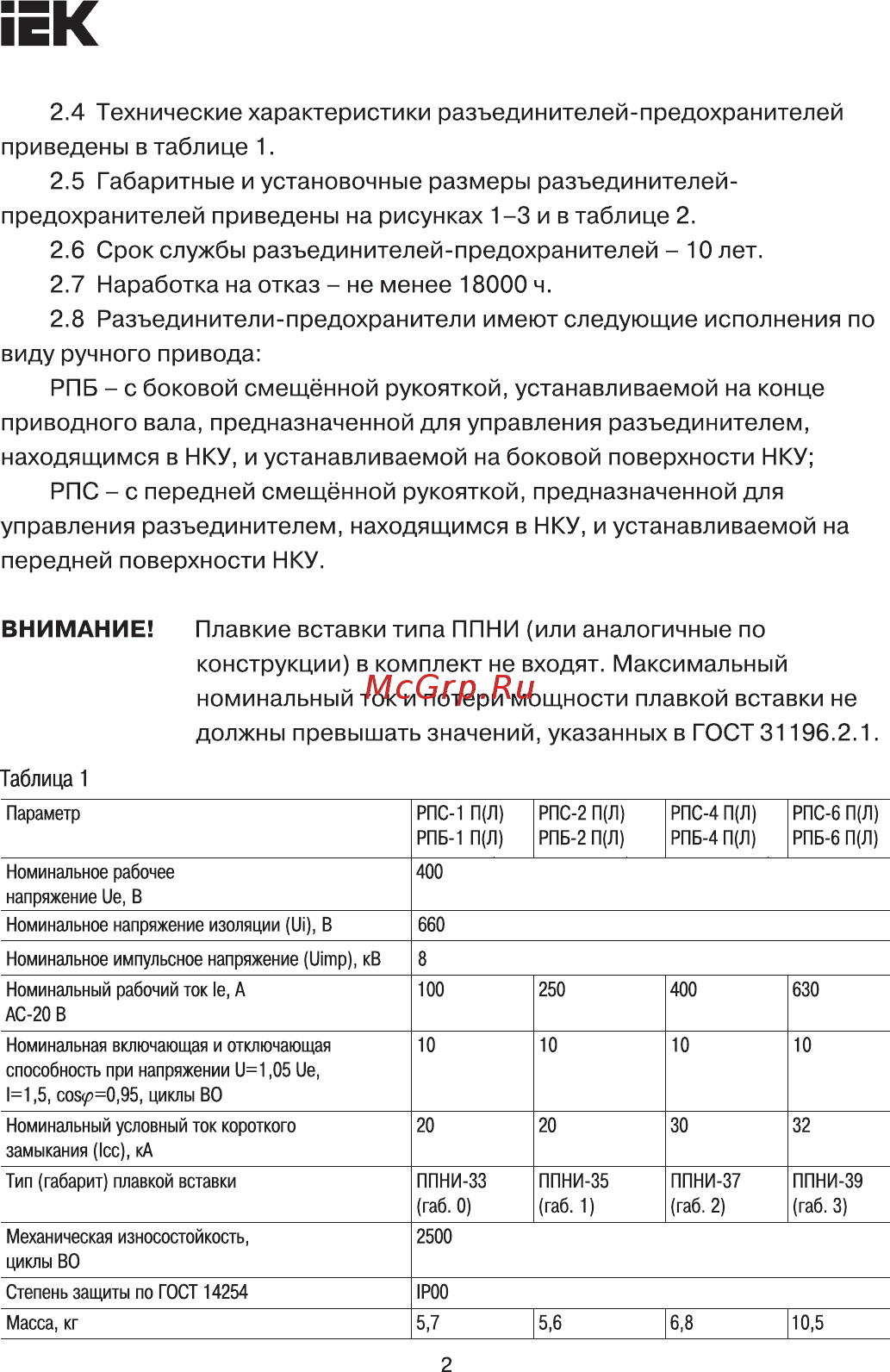 Iek РПБ-4 400А П [2/7] Страница 2