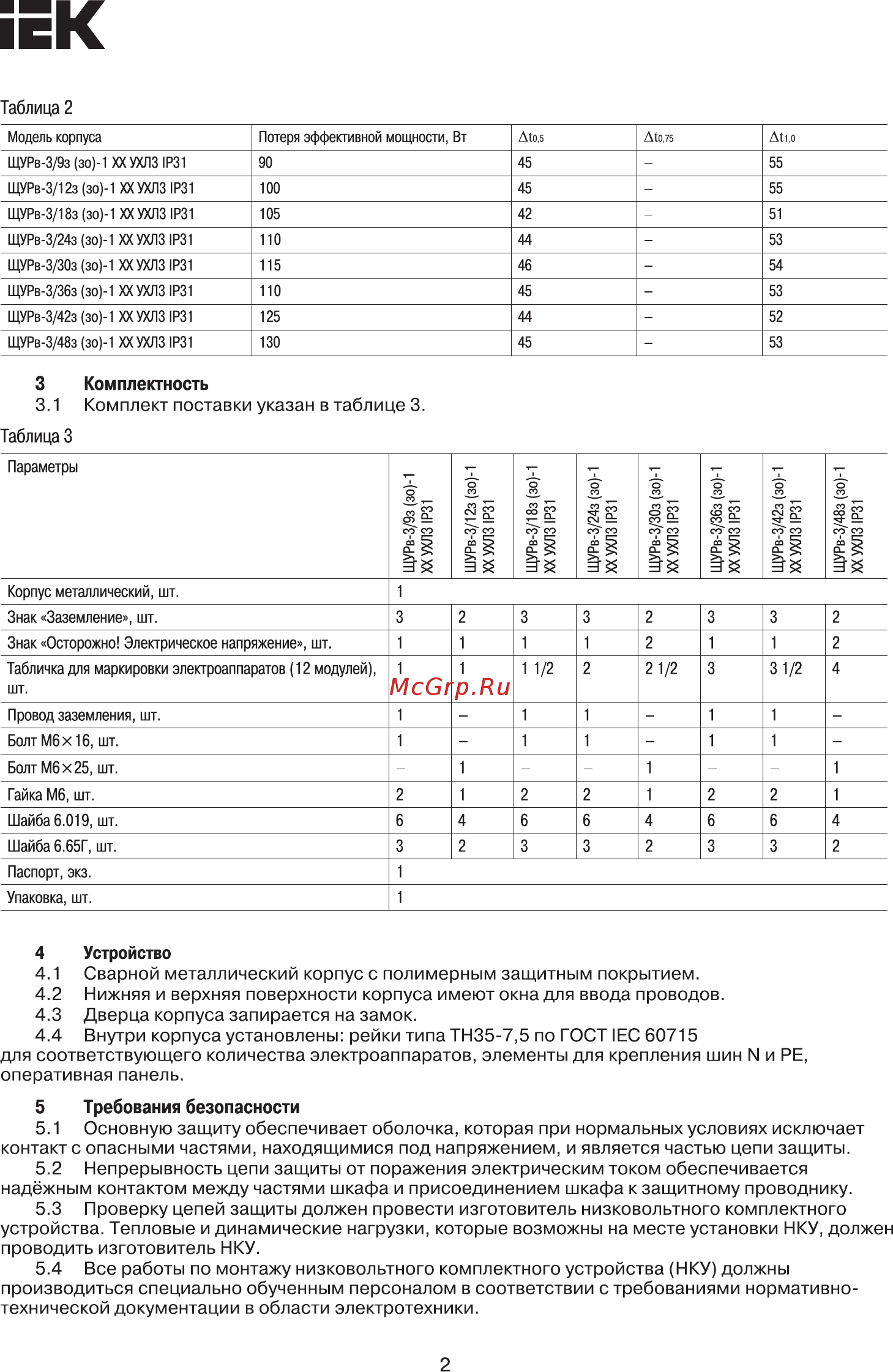 Iek ЩУРв-3/9зо-1 36 УХЛ3 IP31 MKM34-V-09-31-ZO [2/4] Страница 2