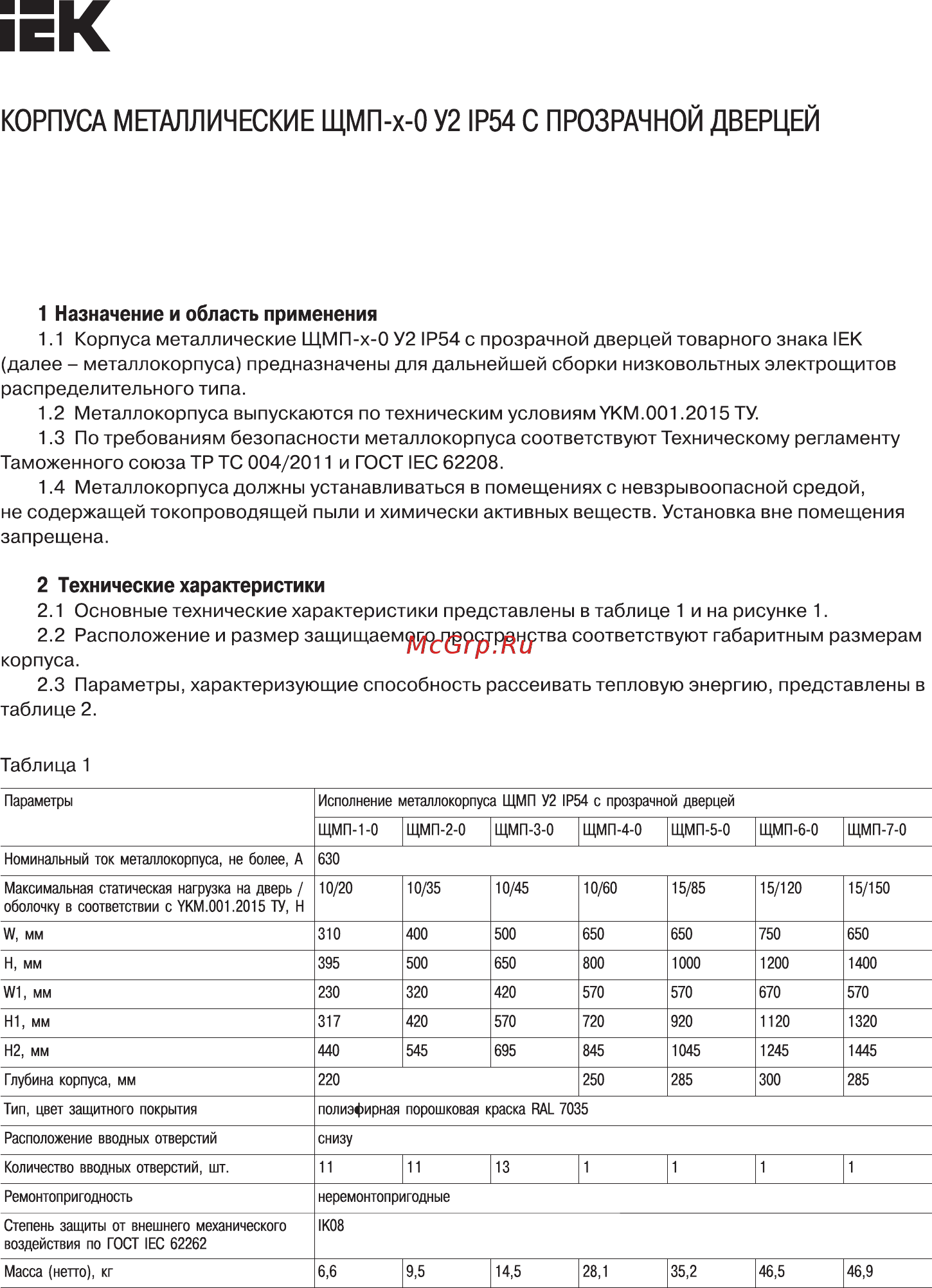 Iek ЩМП-3-0 У2 IP54 IEK YKM11-03-54-1 Краткое руководство по эксплуатации онлайн