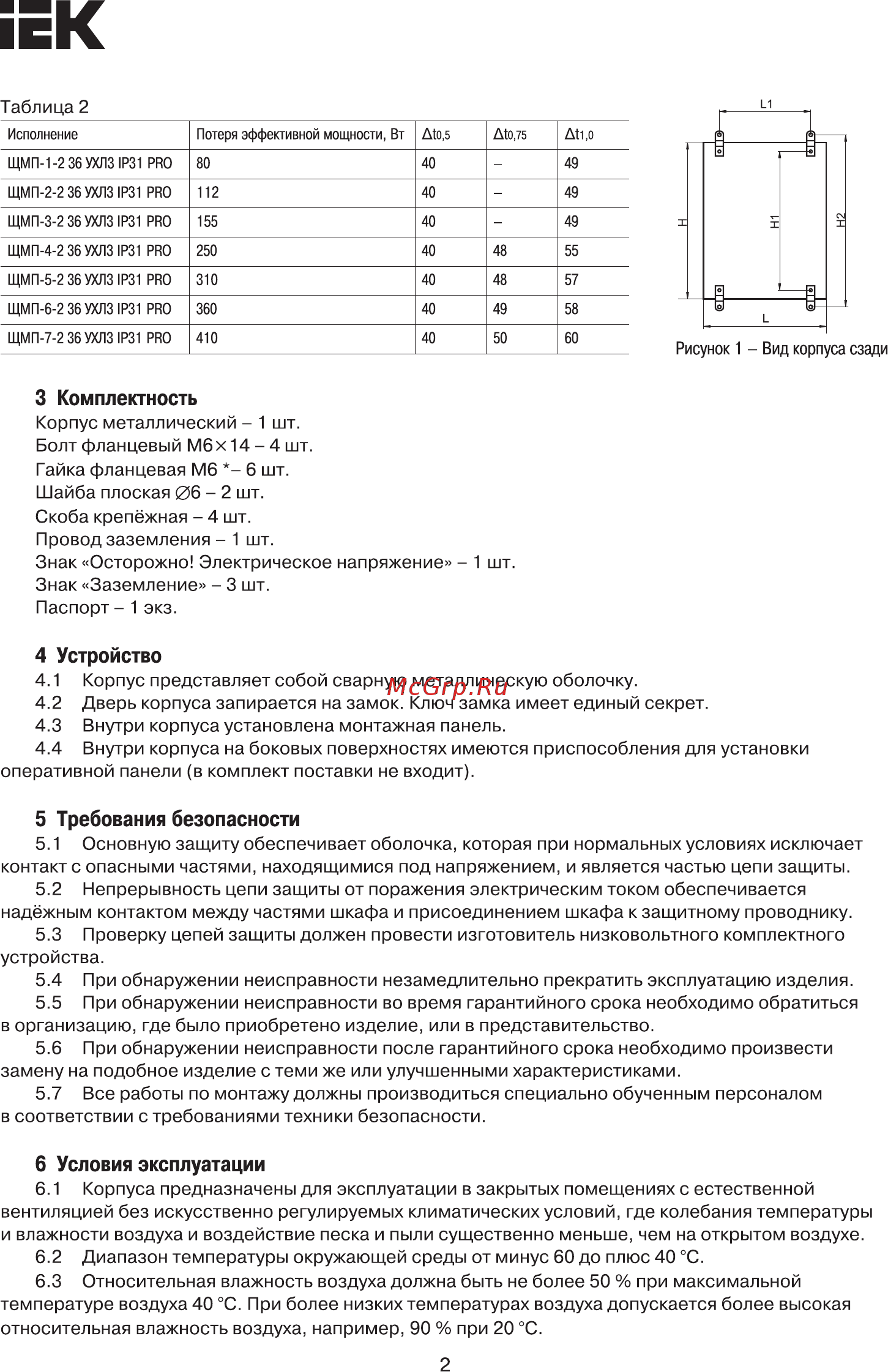 Iek ЩМП-3-2 36 УХЛ3 IP31 PRO YKM42-03-31-P [2/3] Страница 2