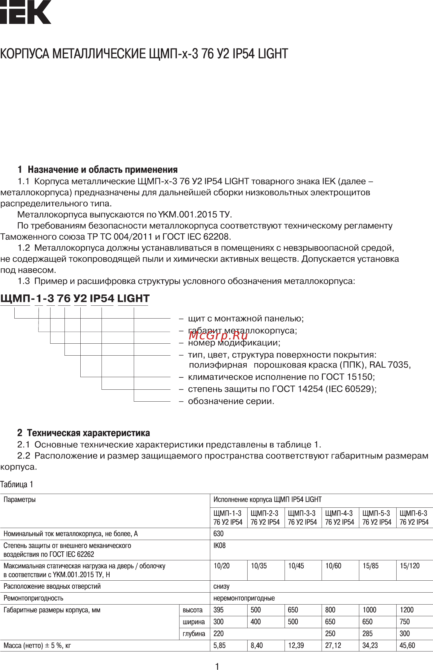 Iek ЩМП-3-3 76 У2 IP54 LIGHT YKM40-03-54-L Краткое руководство по эксплуатации онлайн