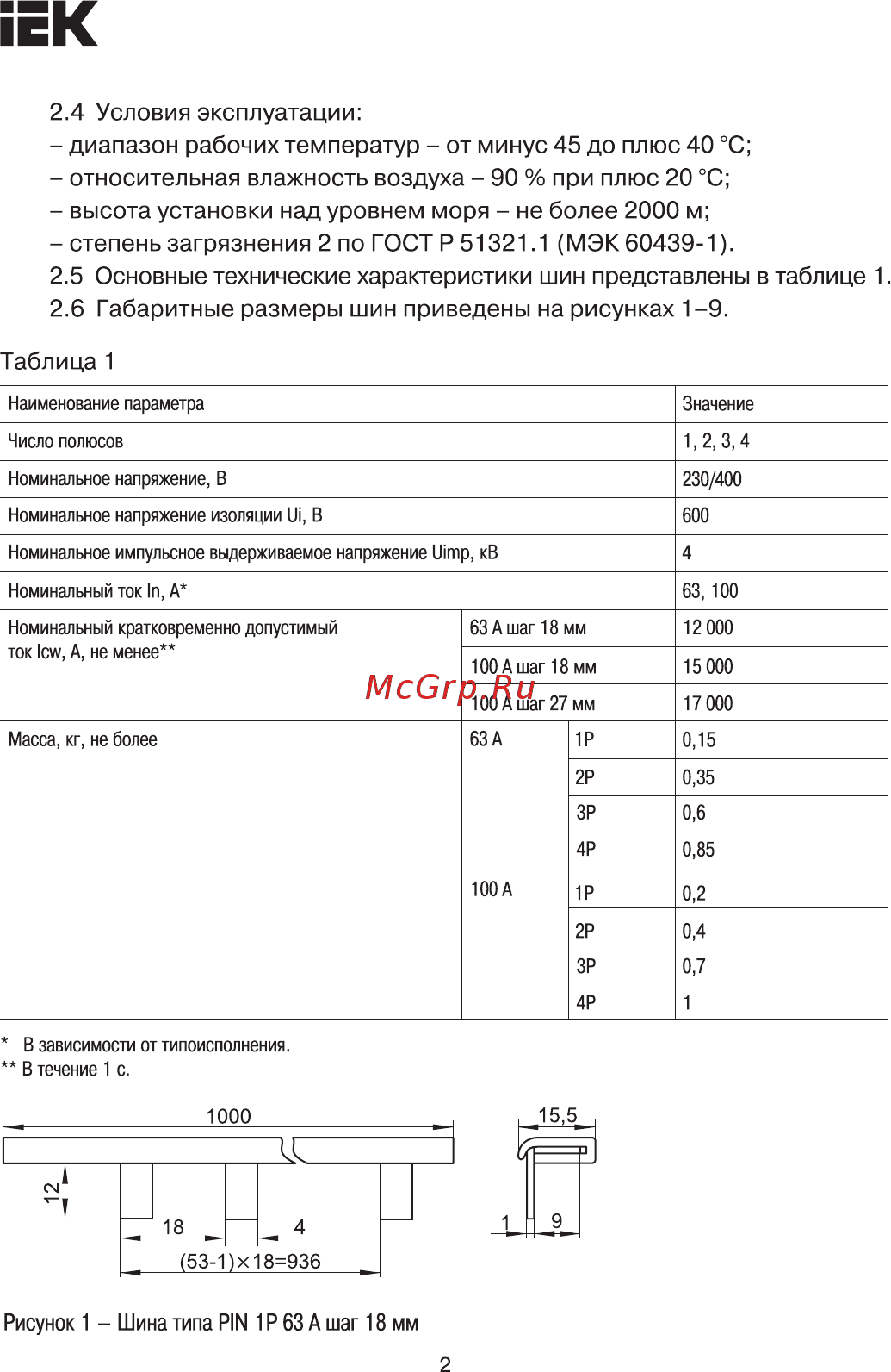 Iek , 12 штырей, 3Р, 63А, 22 см YNS21-3-063-22-12 [2/8] Страница 2