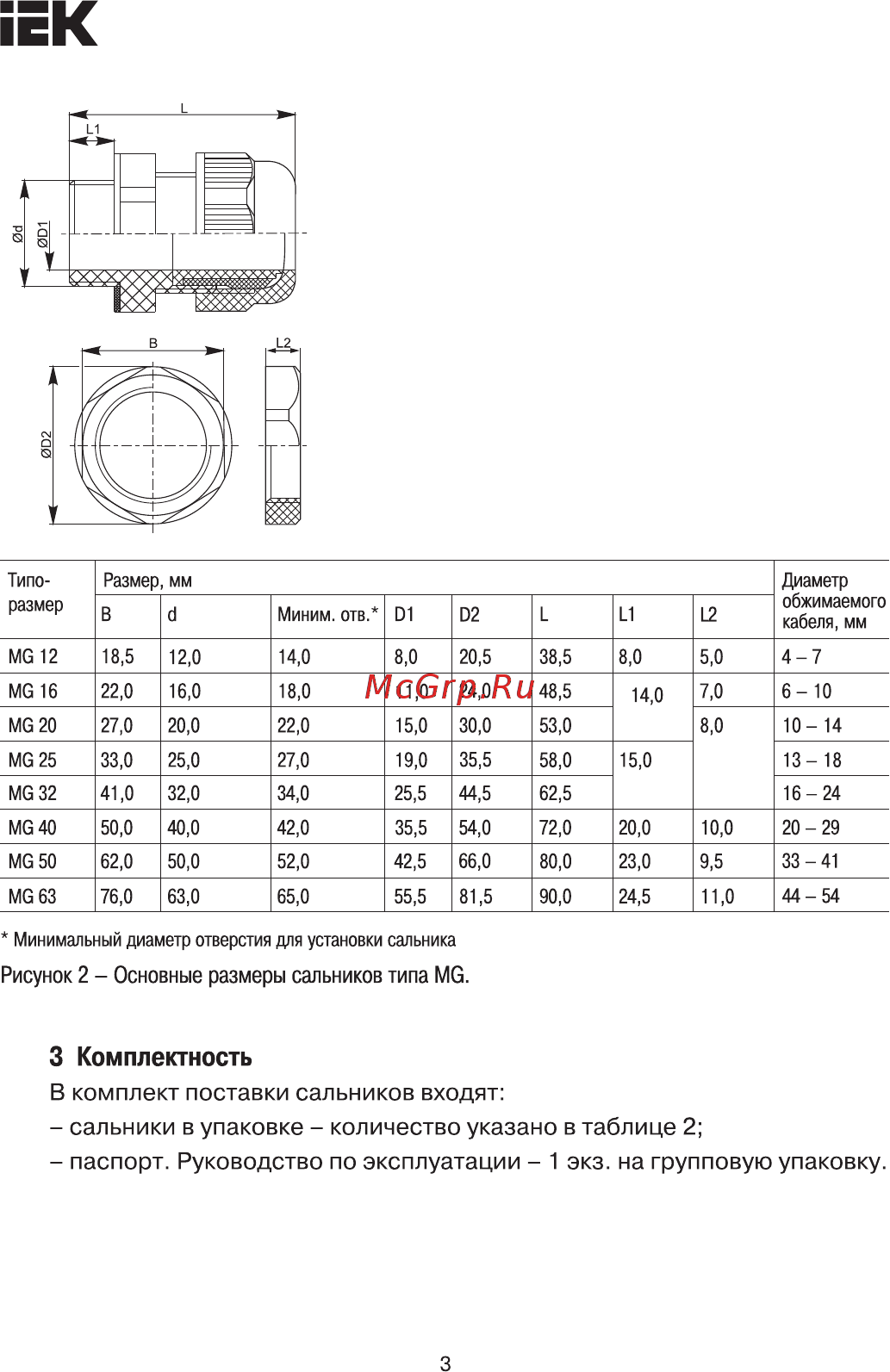 Iek PGL 11 6-7мм IP54 YSA30-08-11-54-K41 [3/6] Страница 3