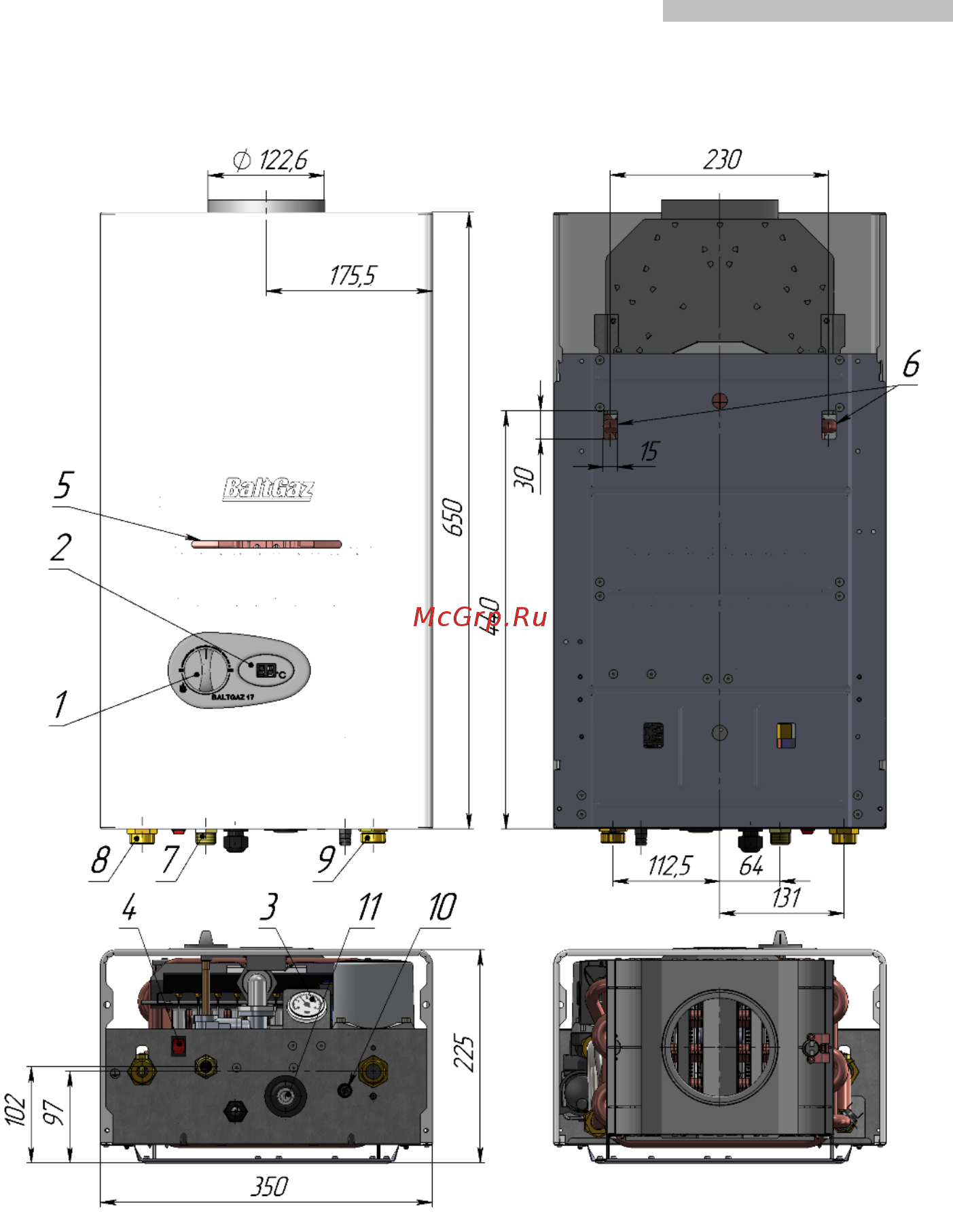 Baltgaz SL 11 [6/27] Габаритные и присоединительные размеры