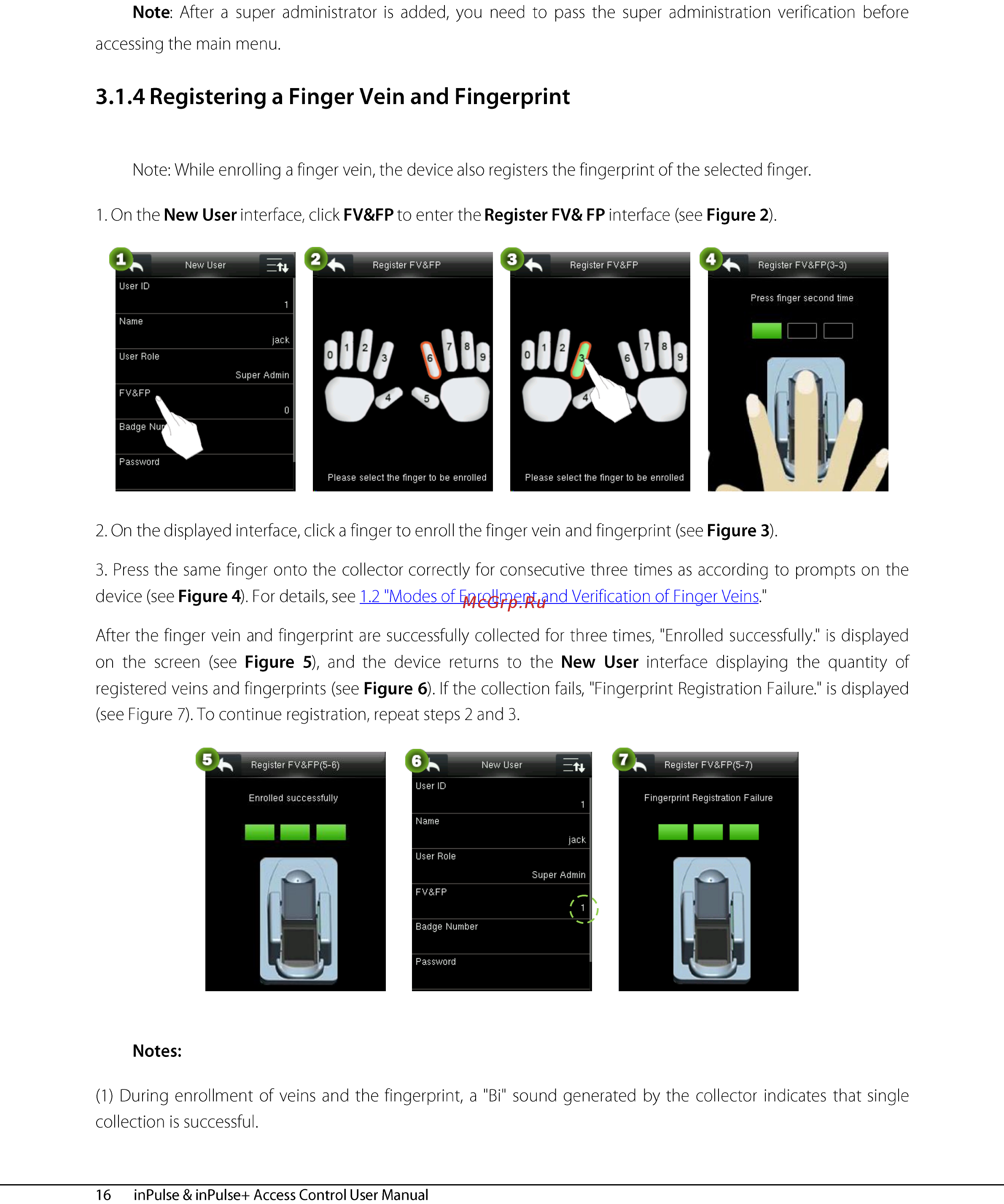 Zkteco inPulse+ [21/76] Registering a finger vein and fingerprint