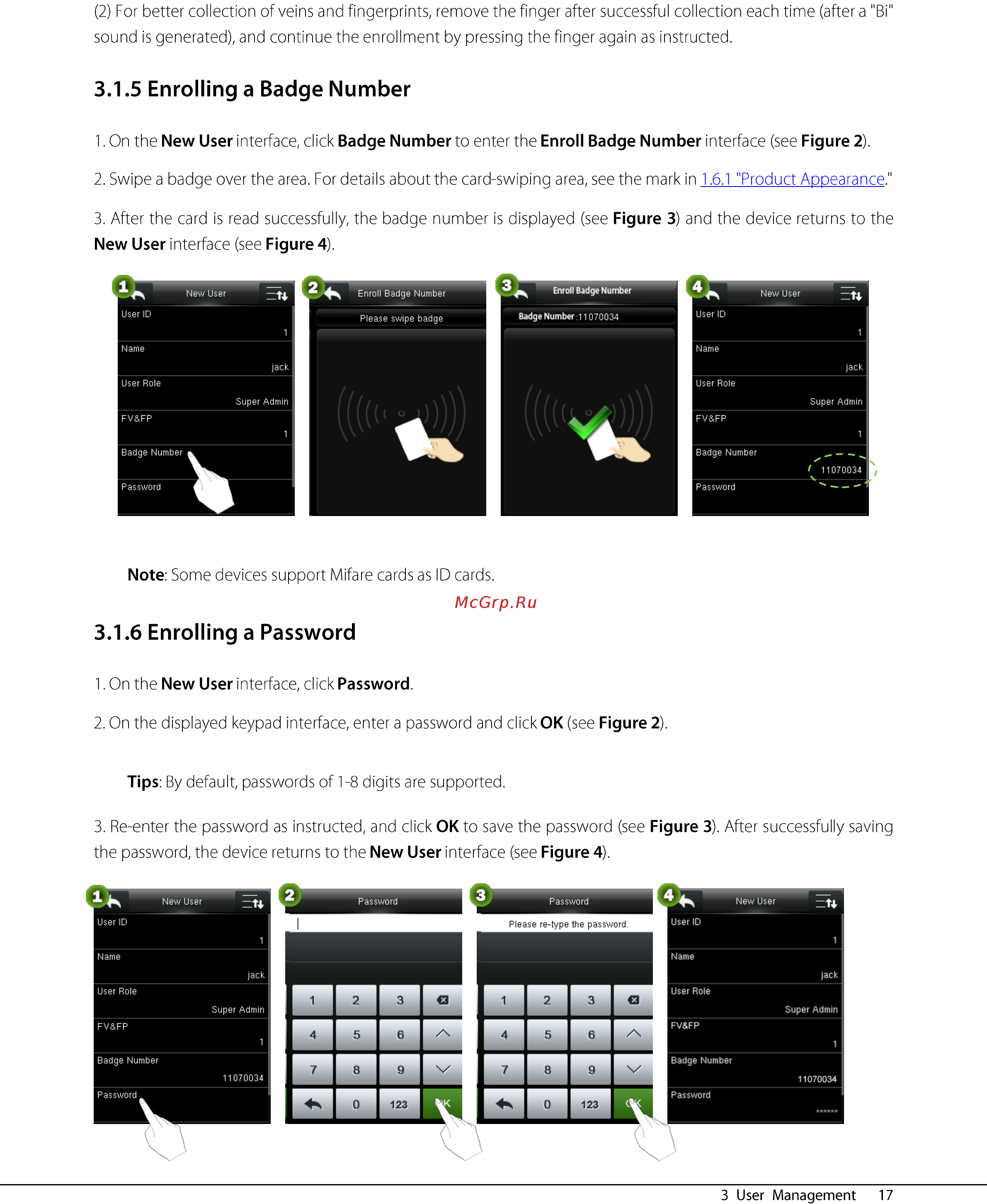 Zkteco inPulse+ [22/76] Enrolling a badge number