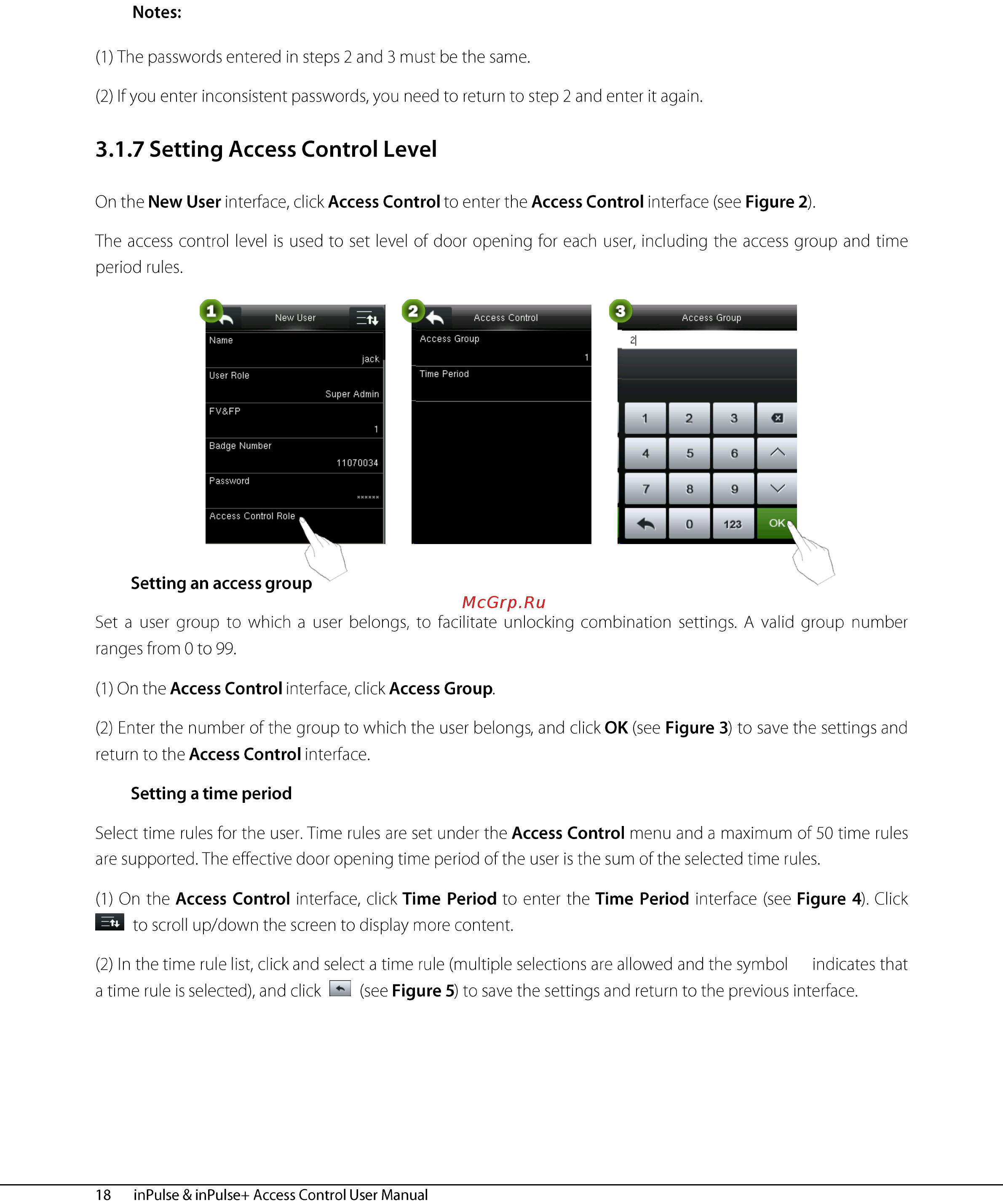 Zkteco inPulse+ [23/76] Setting access control level
