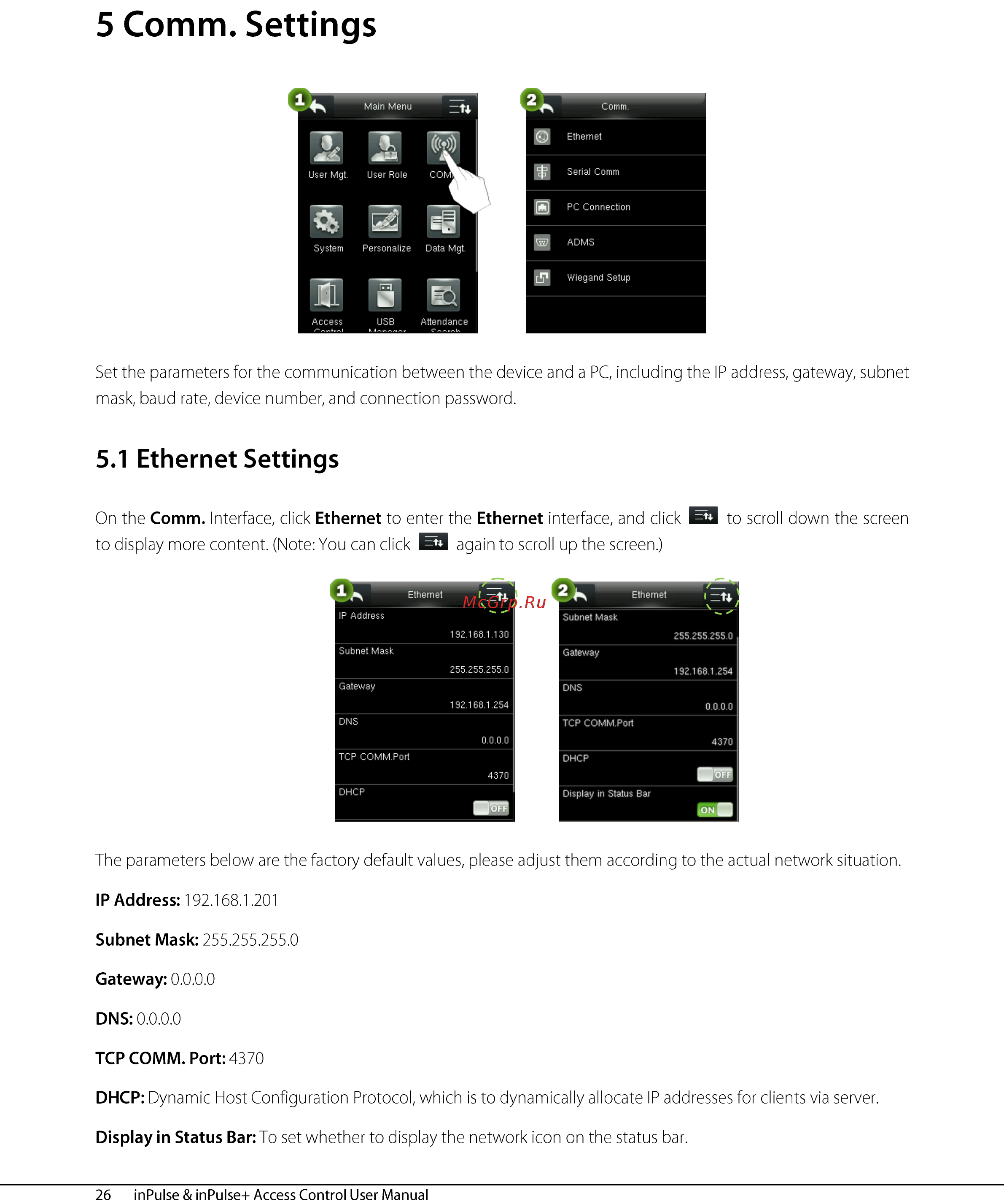 Zkteco inPulse+ [31/76] Ethernet settings