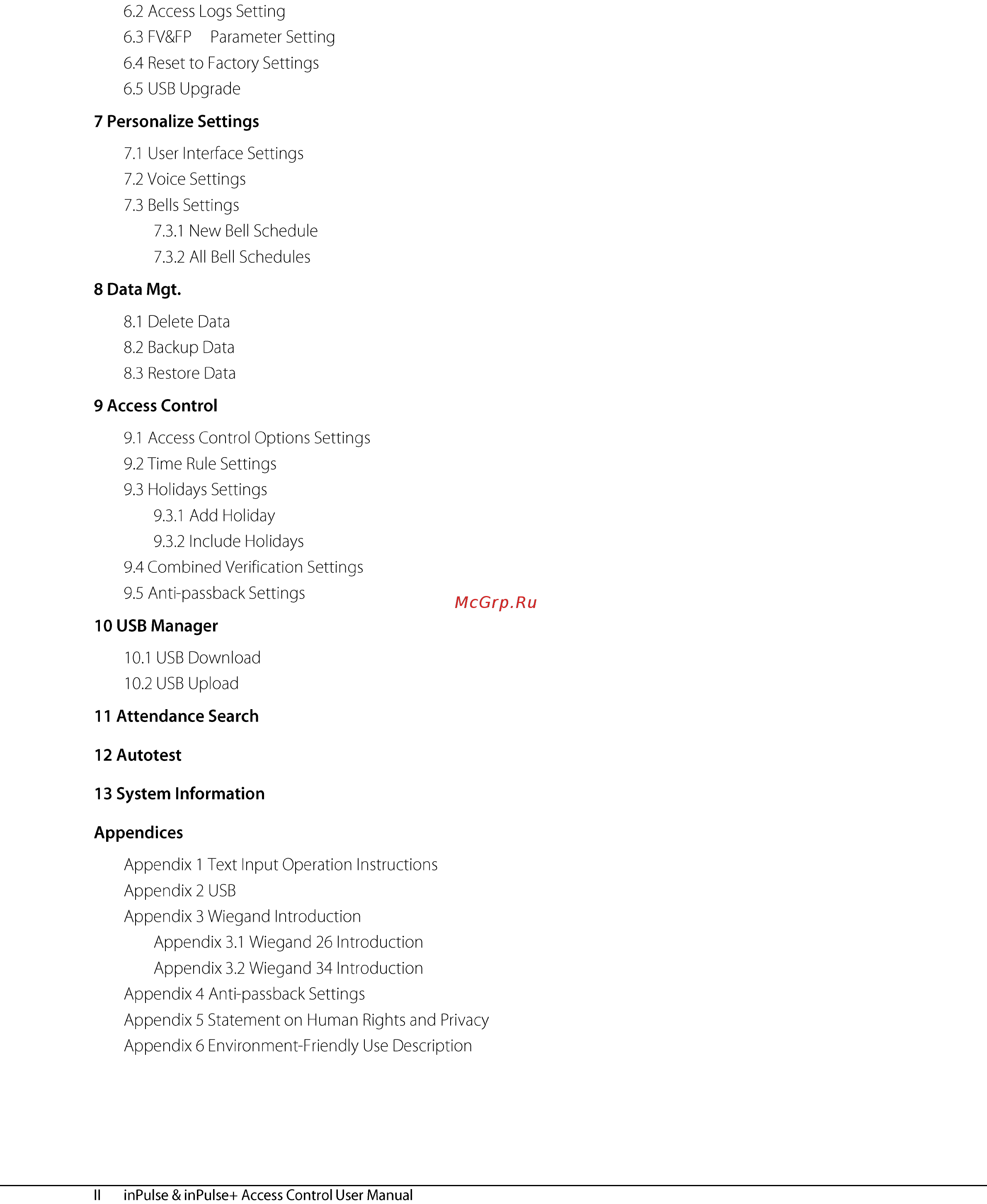 Zkteco inPulse+ Инструкция по эксплуатации(ENG) онлайн [5/76] 409240