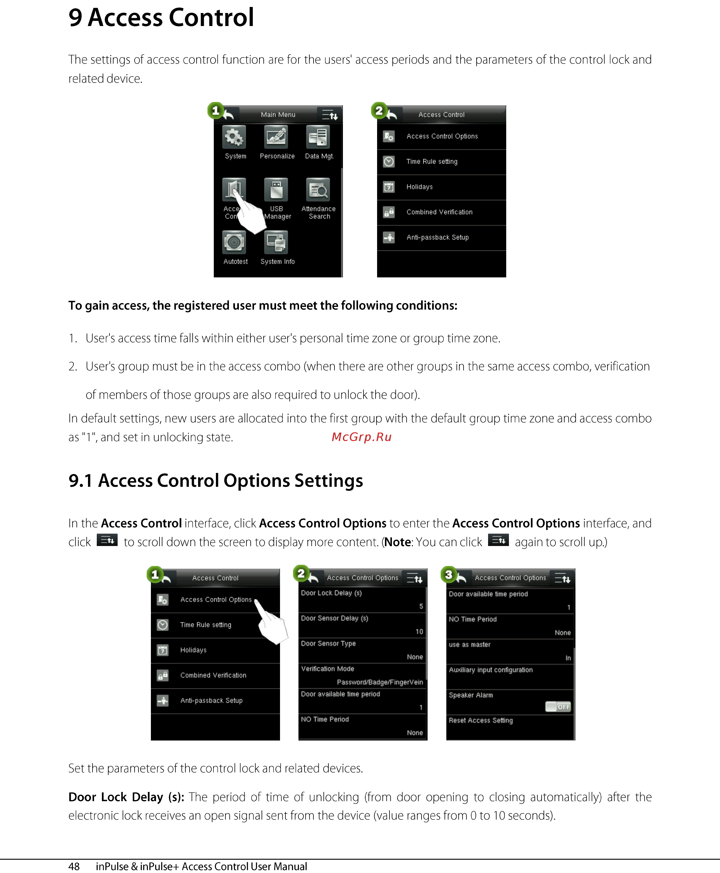 Zkteco inPulse [53/76] Access control options settings