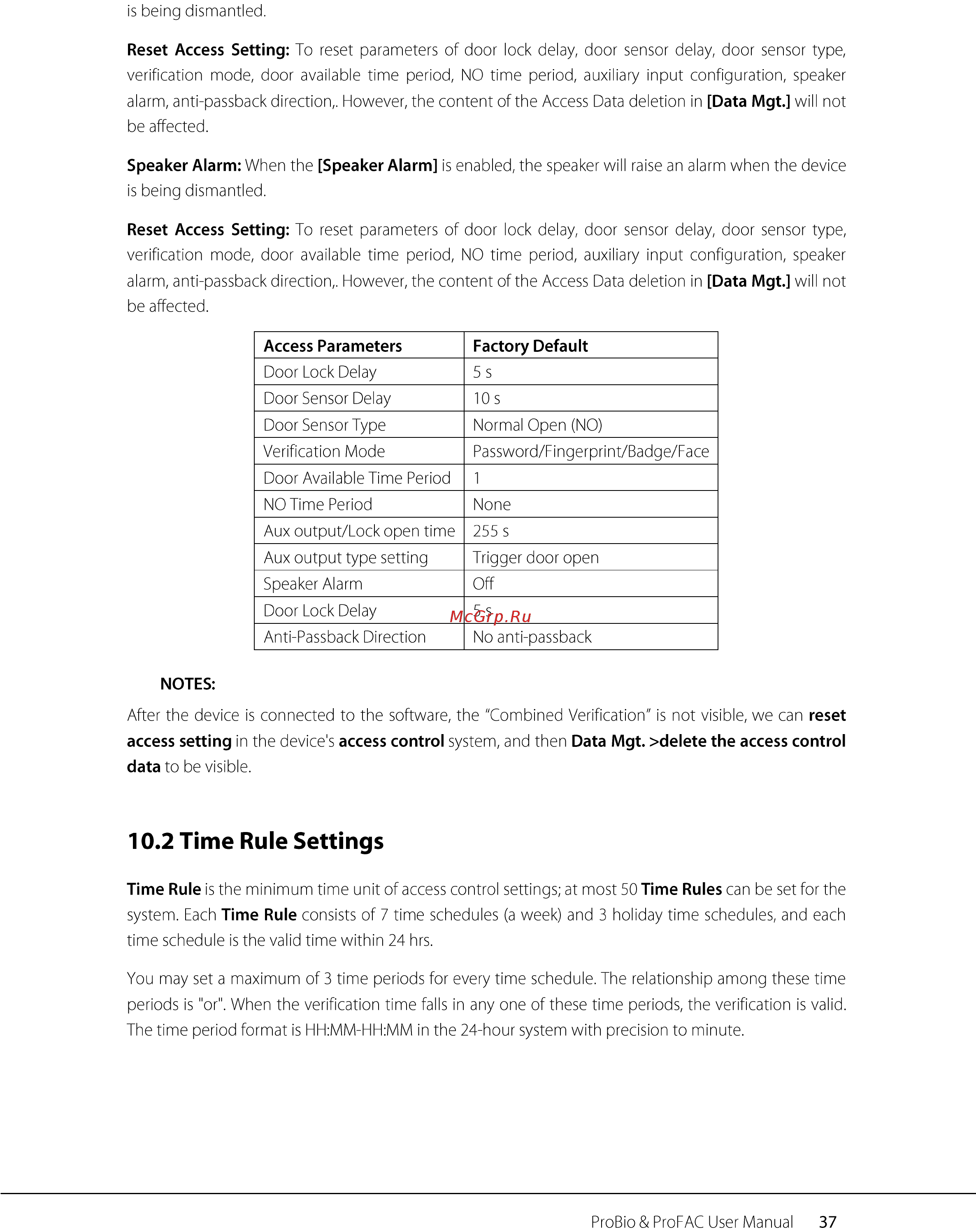 Zkteco ProFACE [41/65] Time rule settings