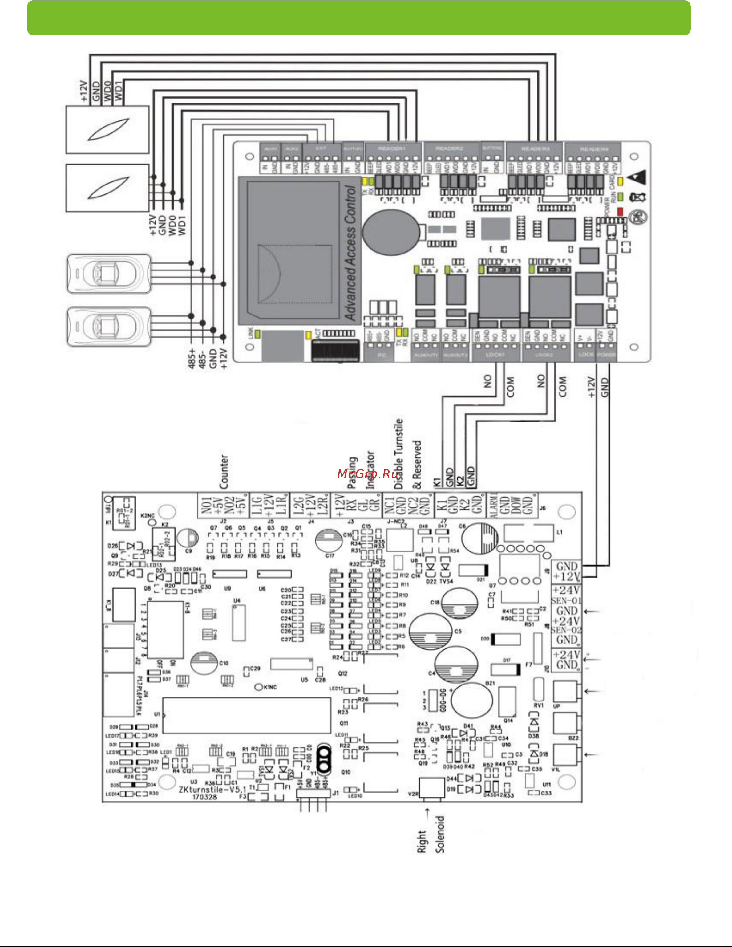 Zkteco TS1000 Pro [10/10] Приложение 2 соединительная диаграмма контроллера и мат платы