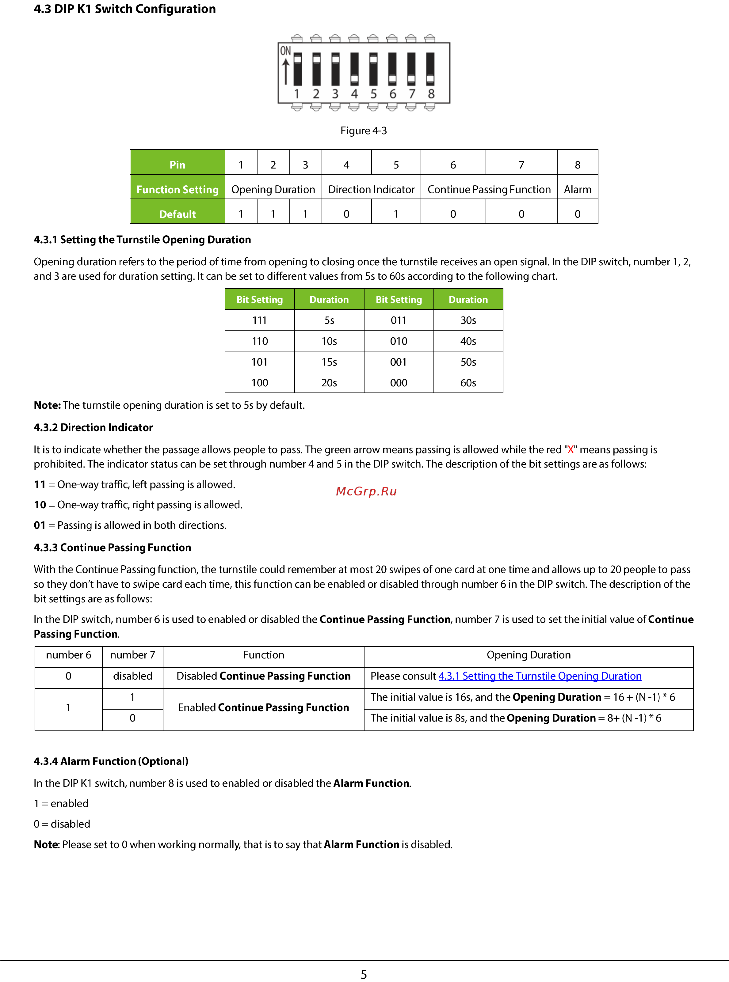 Zkteco TS2000 [6/11] Dip ki switch configuration
