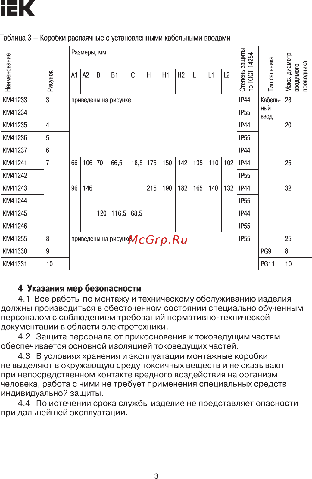 Iek UKO11-085-085-040-K41-44 [3/11] Указания мер безопасности