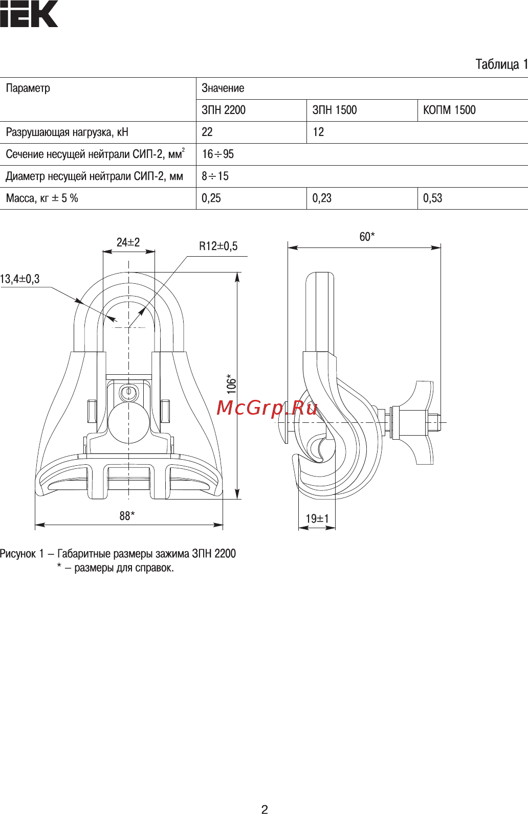 Iek КОПМ 1500 (ES 1500, SO 260) UKA-31-D16-D95 [2/5] Страница 2