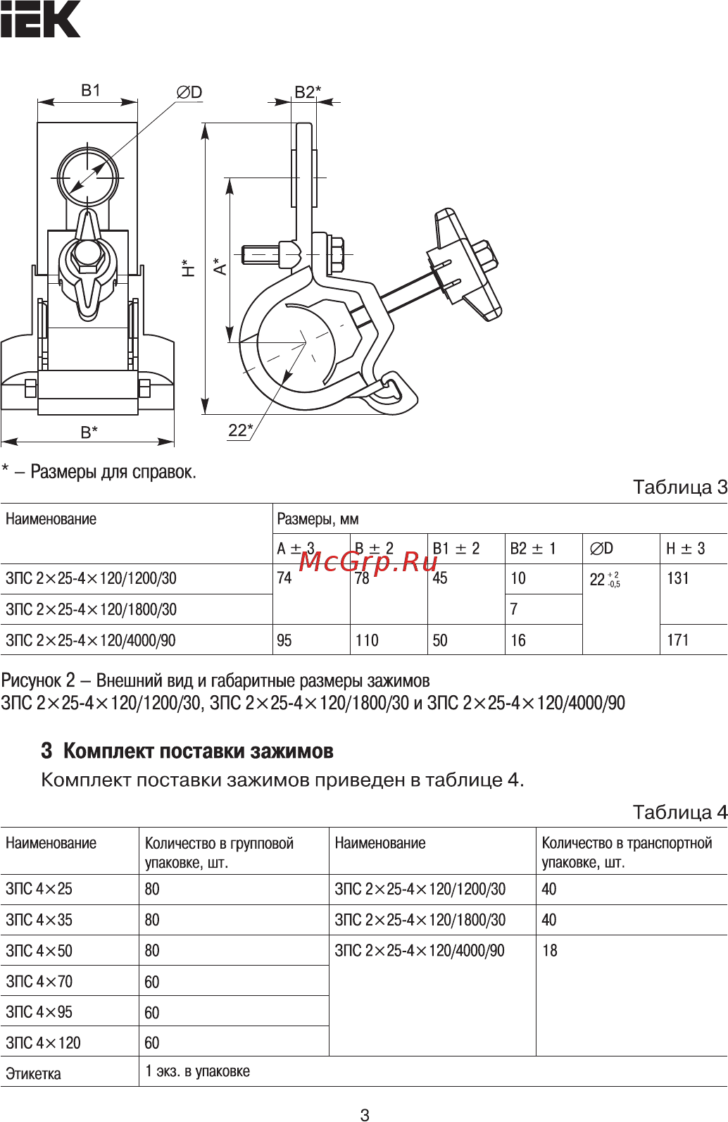 Iek ЗПС 2х25-4х120/1200/30 (SO140.02) UZA-15-D25-D120-90-12 [3/5] Страница 3