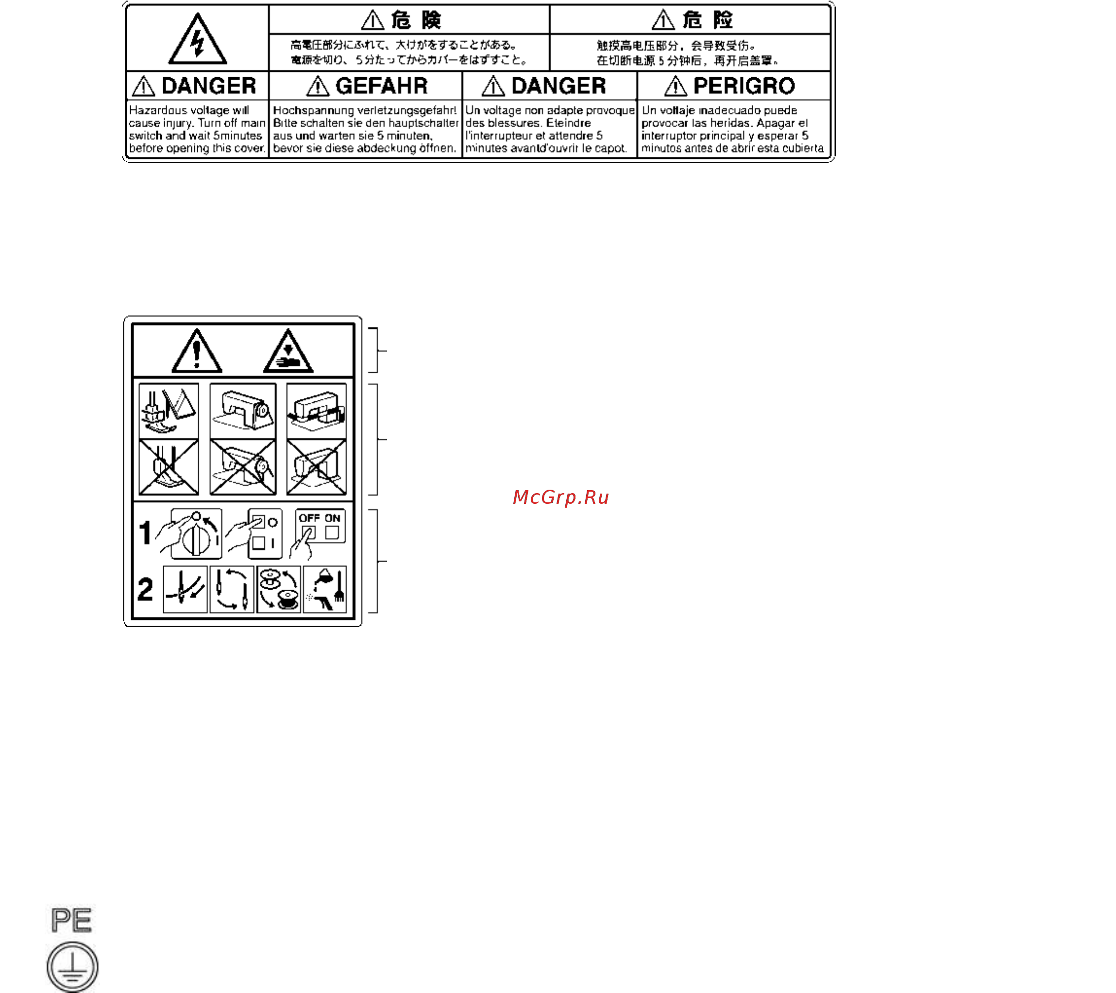 Brother BE-438HS NEXIO [8/128] Предупреждающие этикетки