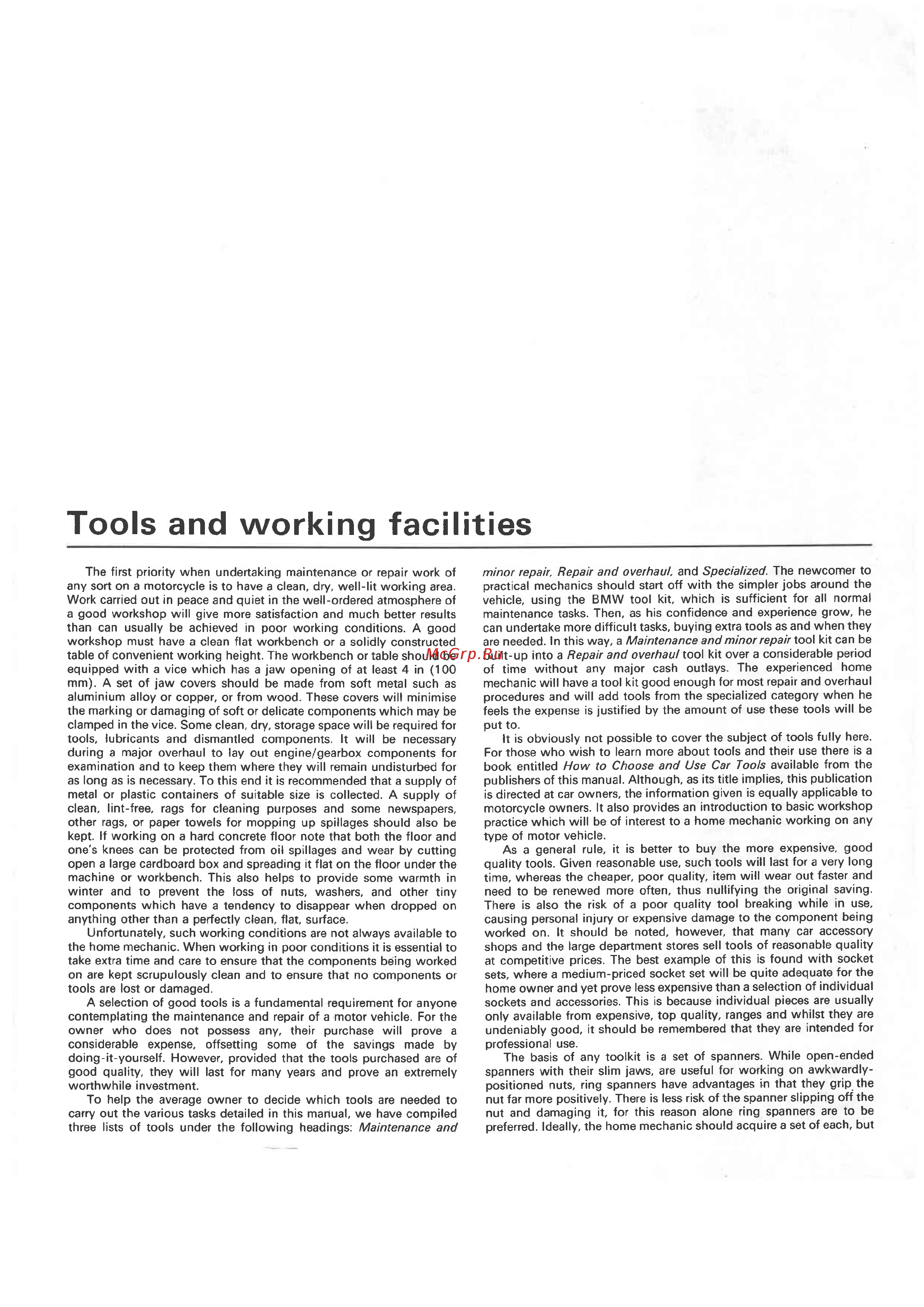 BMW K75 [11/236] Tools and working facilities
