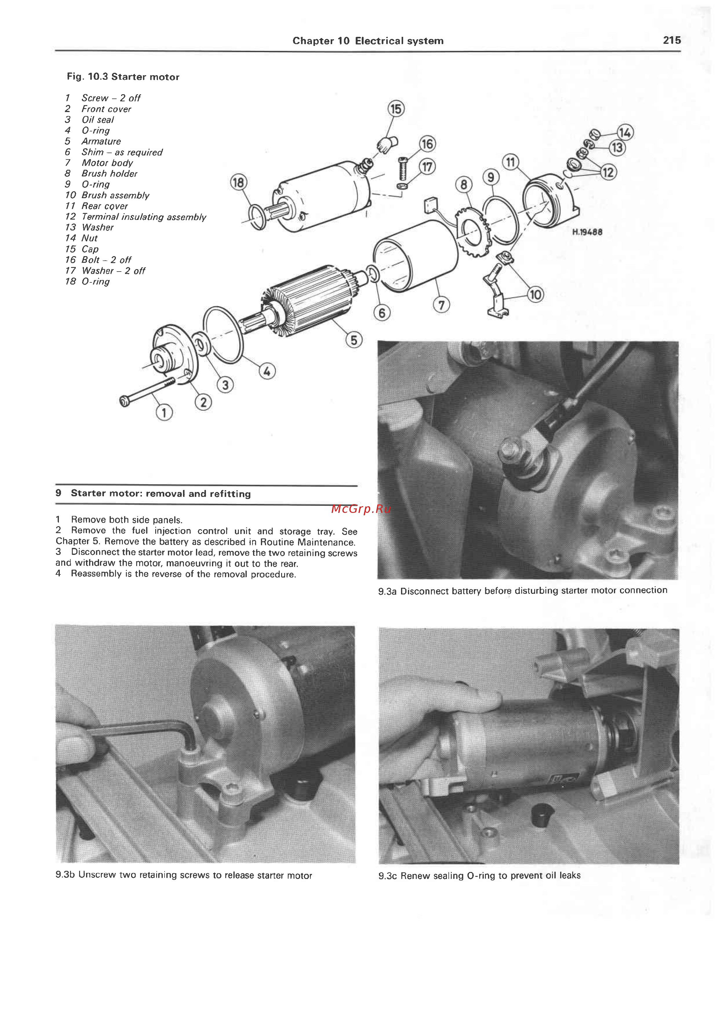 BMW K75 [215/236] Starter motor removal and refitting