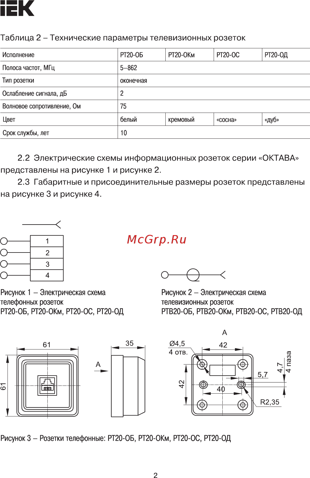 Iek РТВ20-ОС ОКТАВА сосна EAO10-K03-DC [2/5] Рисунок 2 электрическая схема