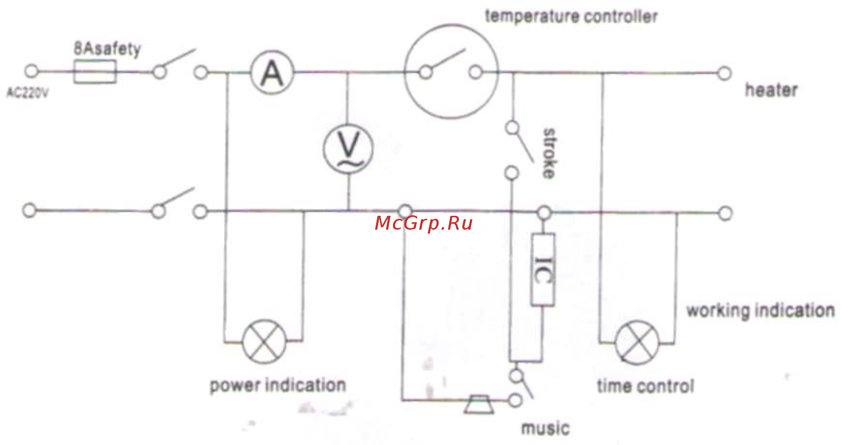 Aurora WTJ 38х38 [4/5] При нажатии на рукоятку вниз к основанию отпустите рукоятку и она самопроизвольно возвратится назад чтобы вы отрегулировали гайку вниз 5 когда опускаете рукоятку до силового соприкосновения с гладильной поверхностью вы можете отрегулировать гайку вверх 6 электрическая схема пресса