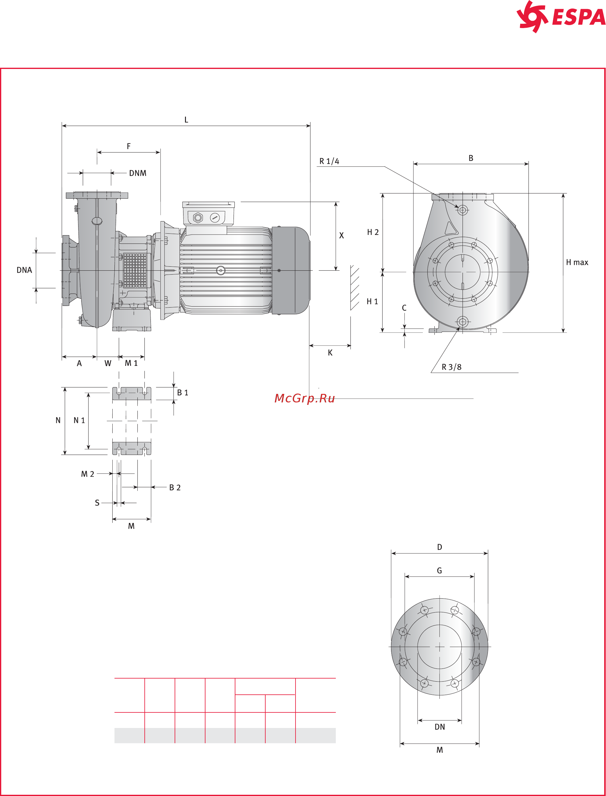 Espa FNS4 100 315/220 [102/120] Серия fns размеры и вес