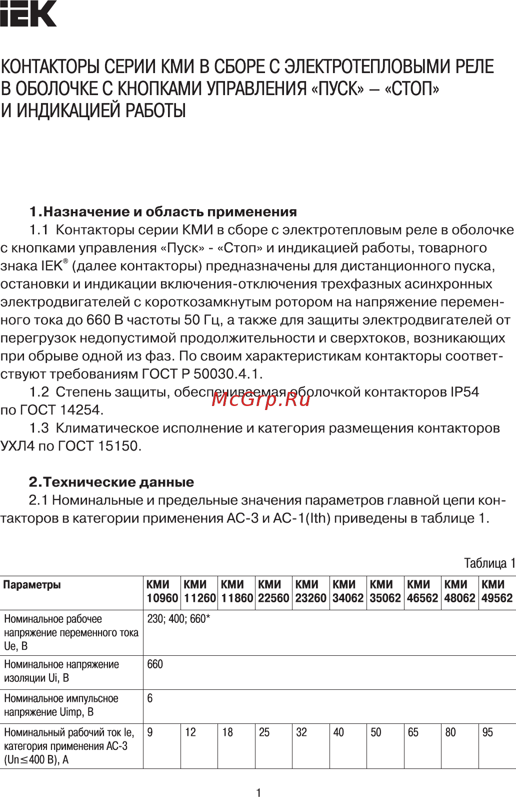 Iek КМИ48062 80А, IP54, с индикацией, Ue=230В/АС3 KKM46-080-I-220-00 Краткое руководство по эксплуатации онлайн