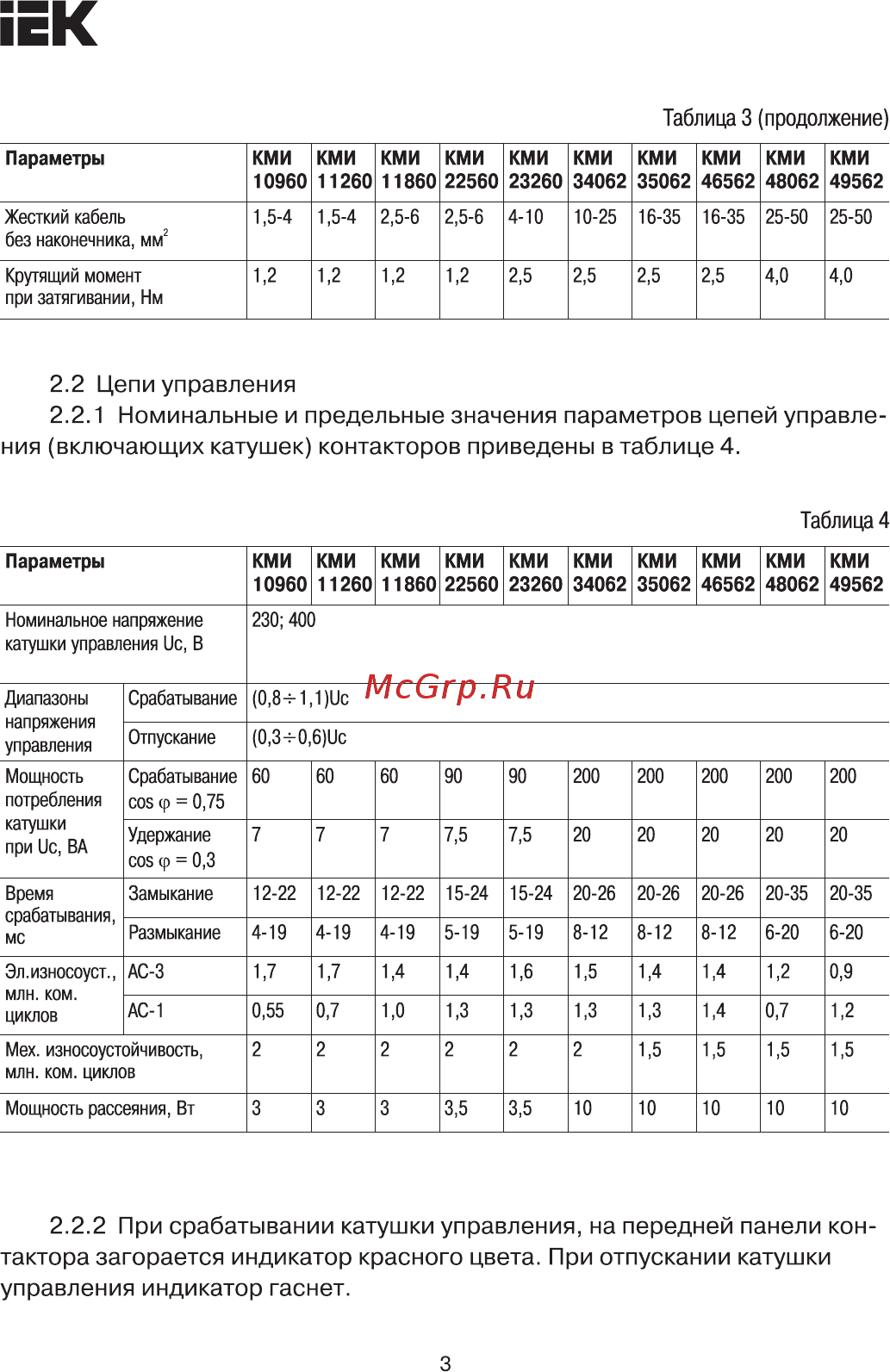 Iek КМИ22560 25А с индикацией 400В/АС3 IP54 KKM26-025-I-380-00 [3/10] Страница 3