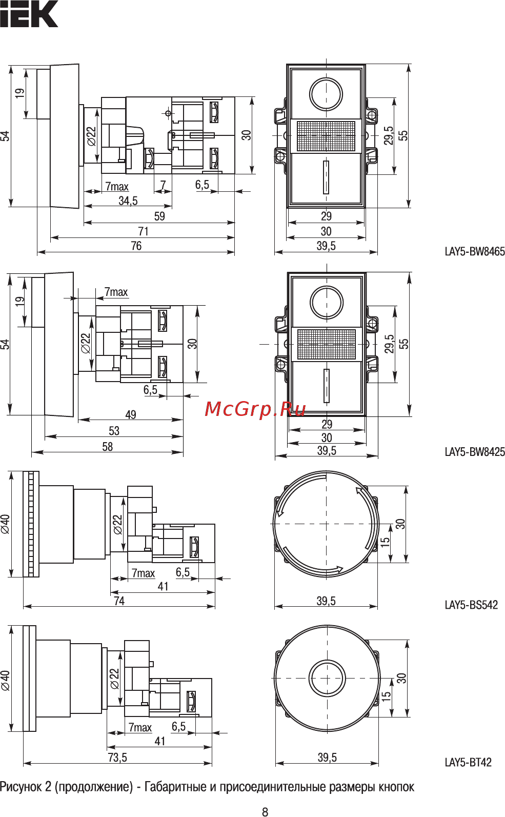 Iek LAY5-BA31 без подсветки зеленая 1з BBT60-BA-K06 [8/10] Страница 8