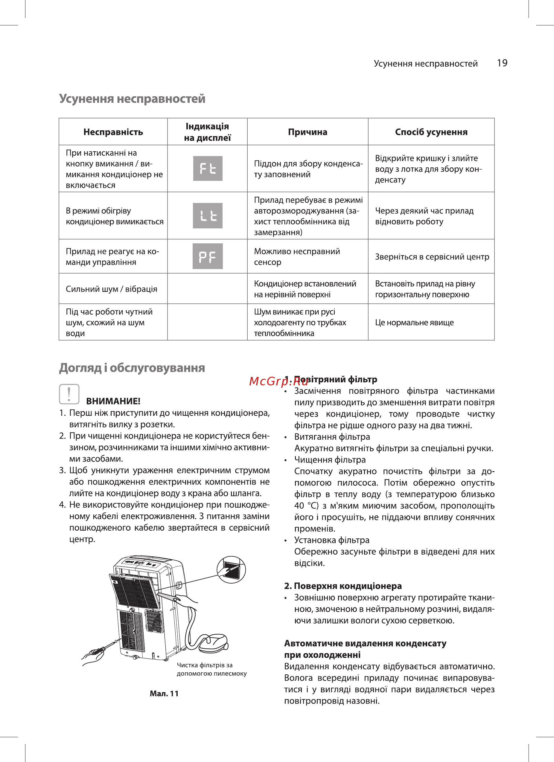 Ballu Platinum Comfort BPHS-11H НС-1185829 [19/36] Усунення несправностей